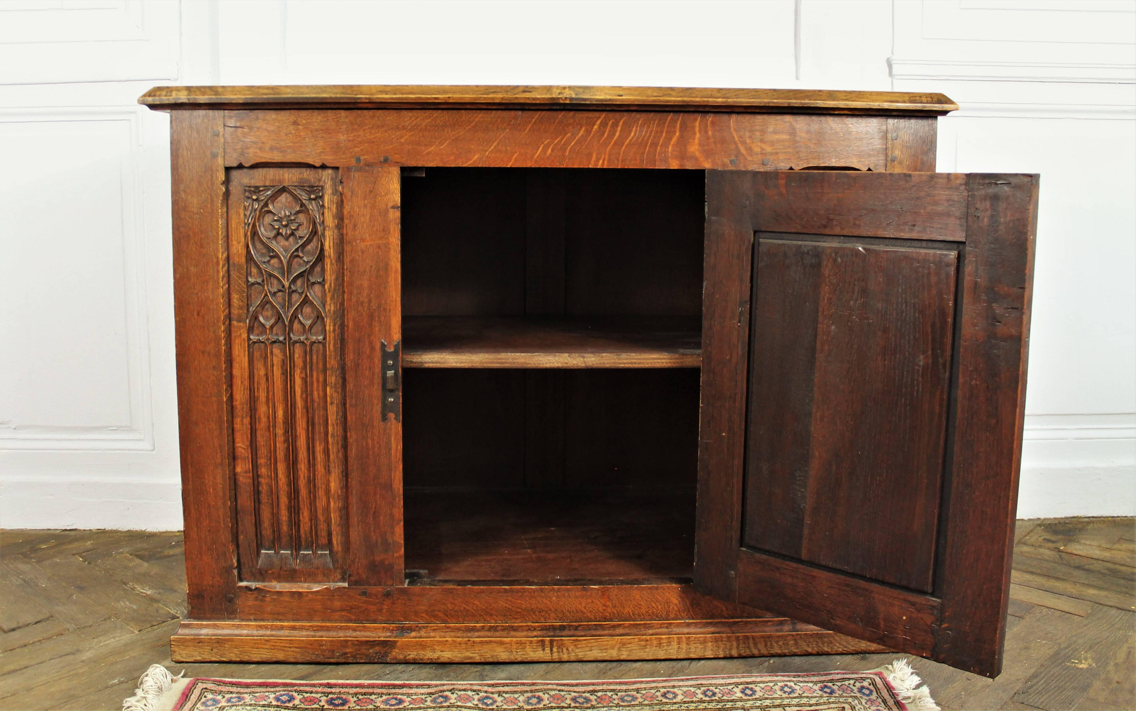 French Gothic Revival Armoire with an Oak Door