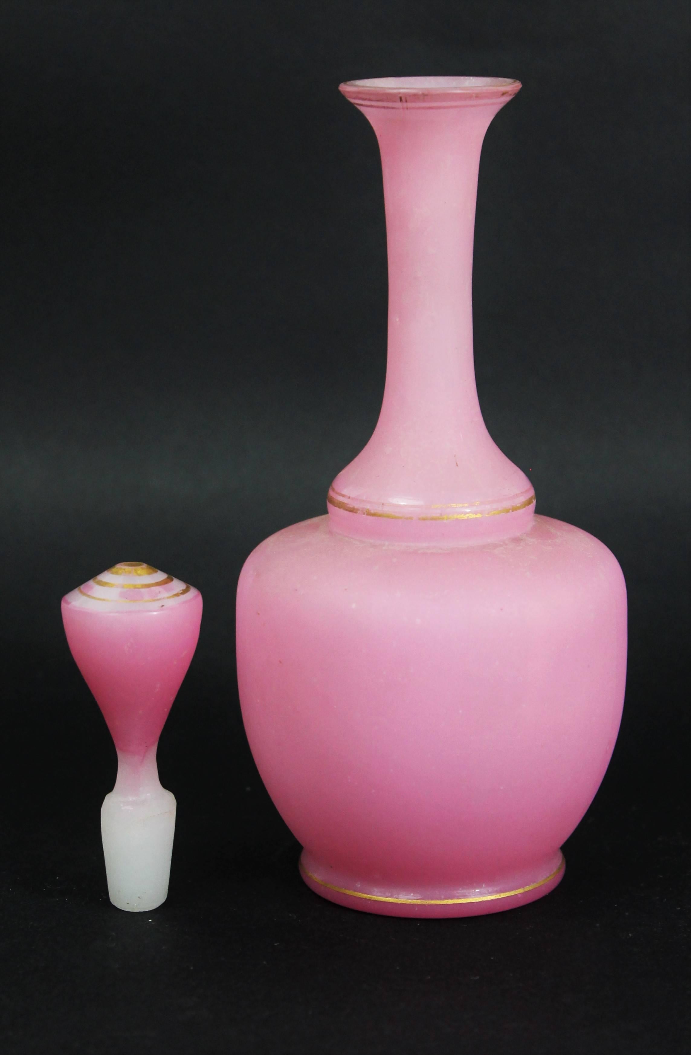 Charming liquor carafe in pink opaline and gilding,
France
Napoleon III period.