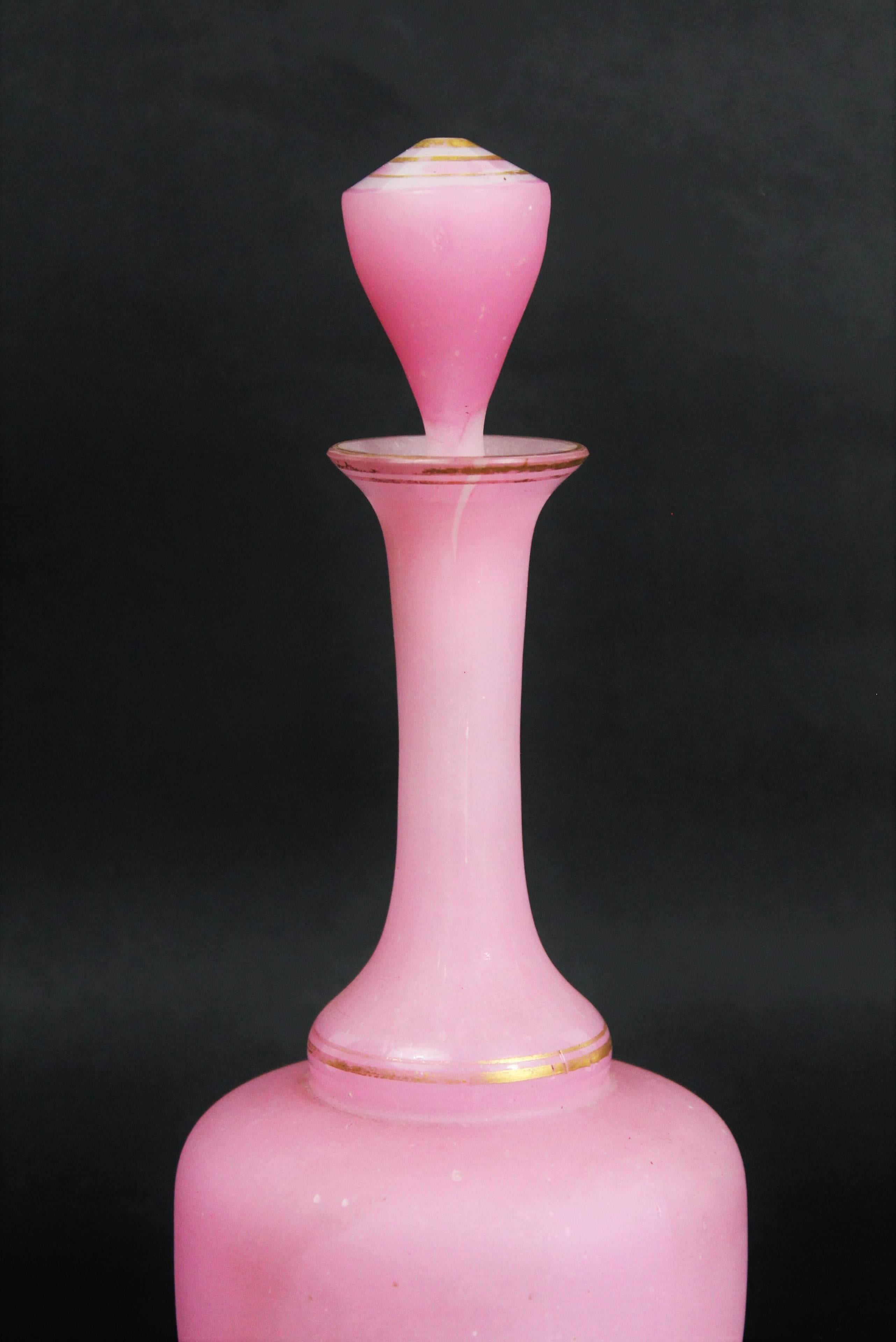 19th Century Napoleon III Pink Opaline Glass Alcool Carafe