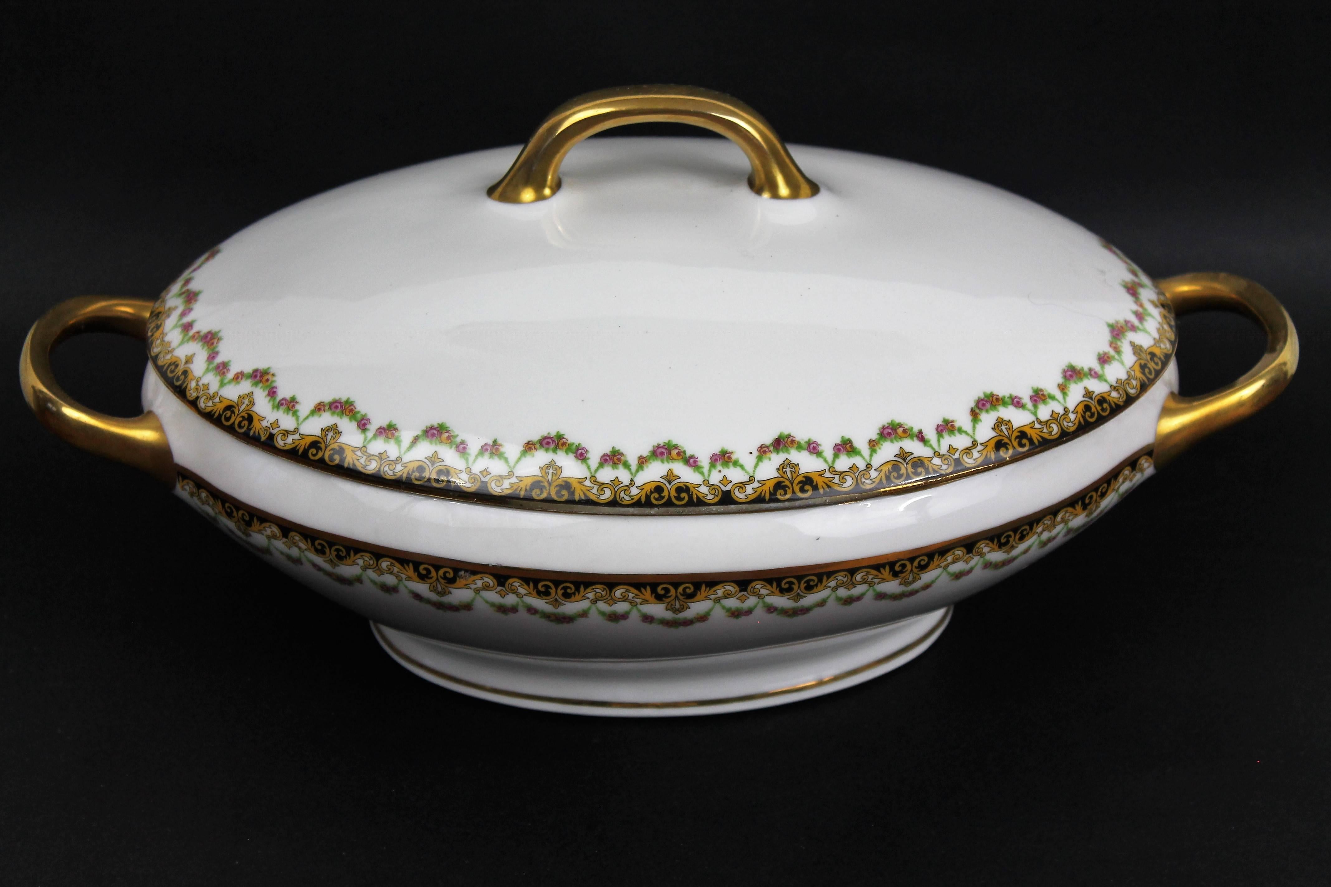 Napoleon III Limoges Porcelain Tableware, 67 Pieces