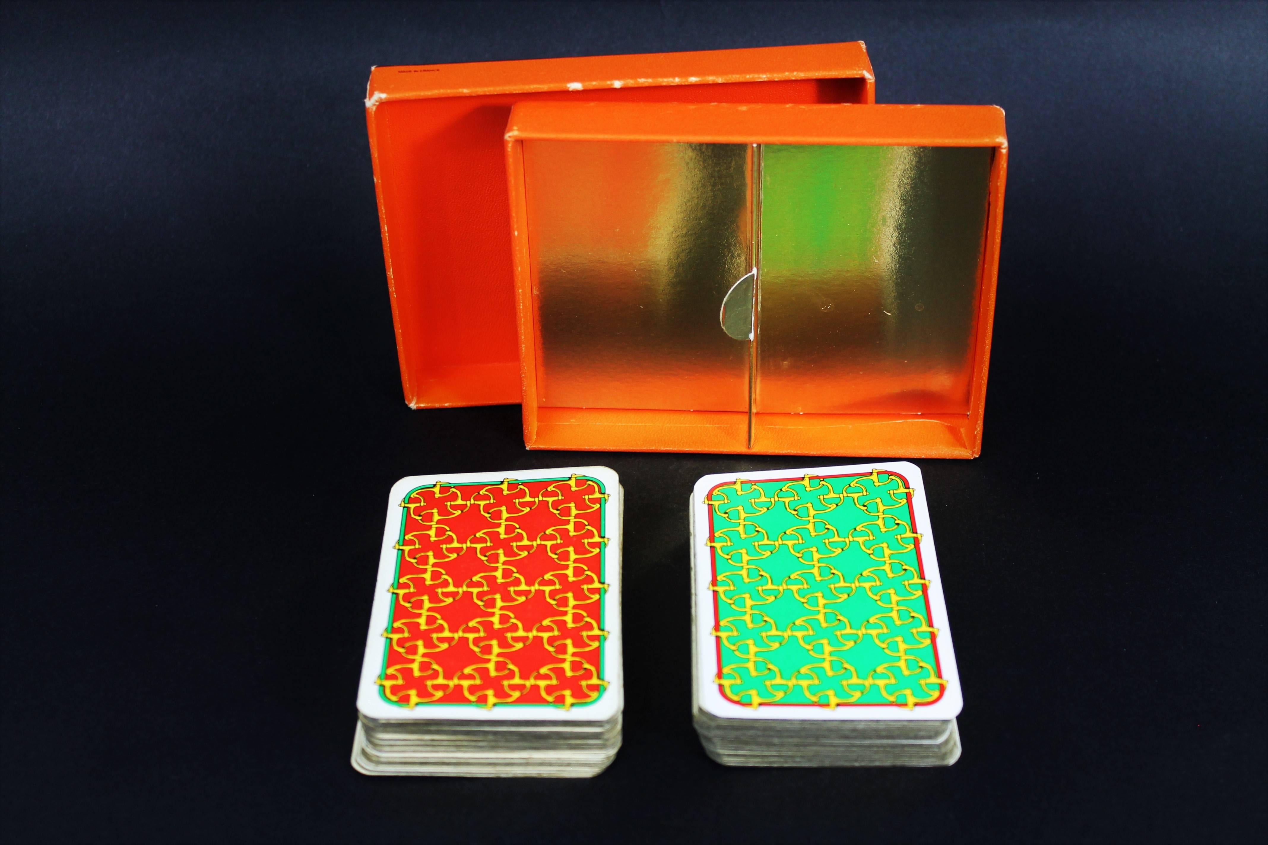 Hermès Spielkarten / Kartenspiel in der Originalschachtel, Vintage, 1970er Jahre im Zustand „Relativ gut“ im Angebot in Beuzevillette, FR