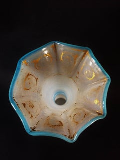 French Soliflor Vase in White and Blue Opaline Art Nouveau - 19th