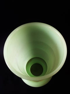 1940s Art Deco Green Opaline Vase Cup