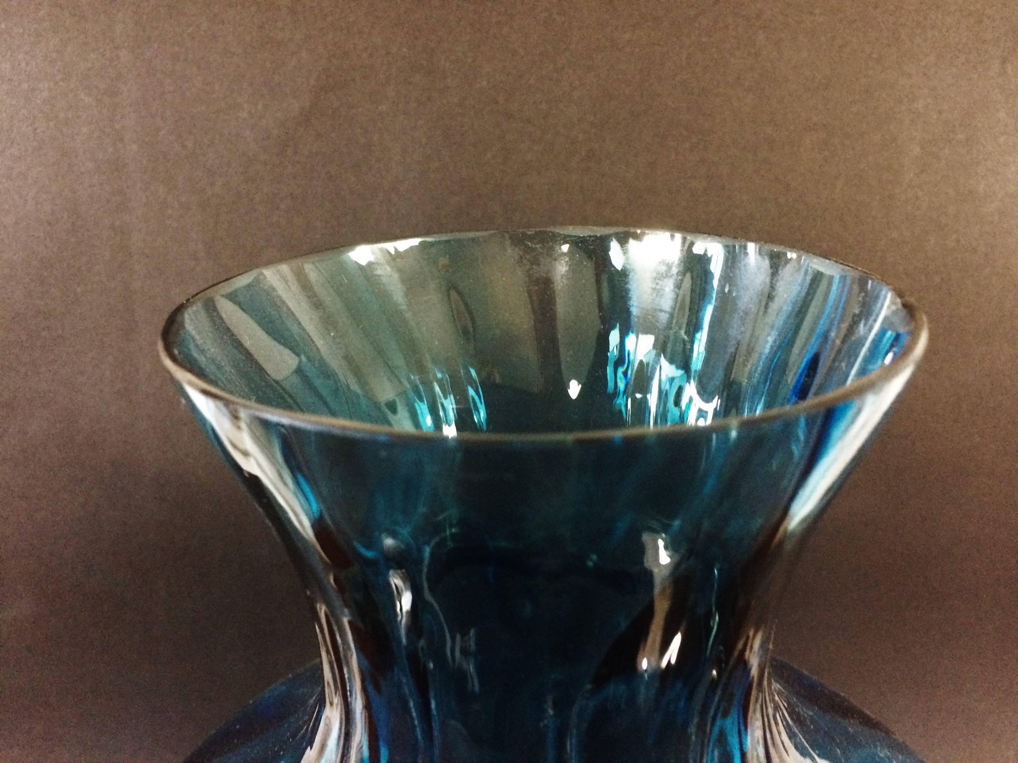 Large blue blown glass vase.
1970s.