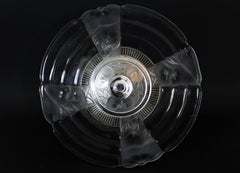 1940 Art Deco Cup molded glass with Pedestal in wooden & chromed metal