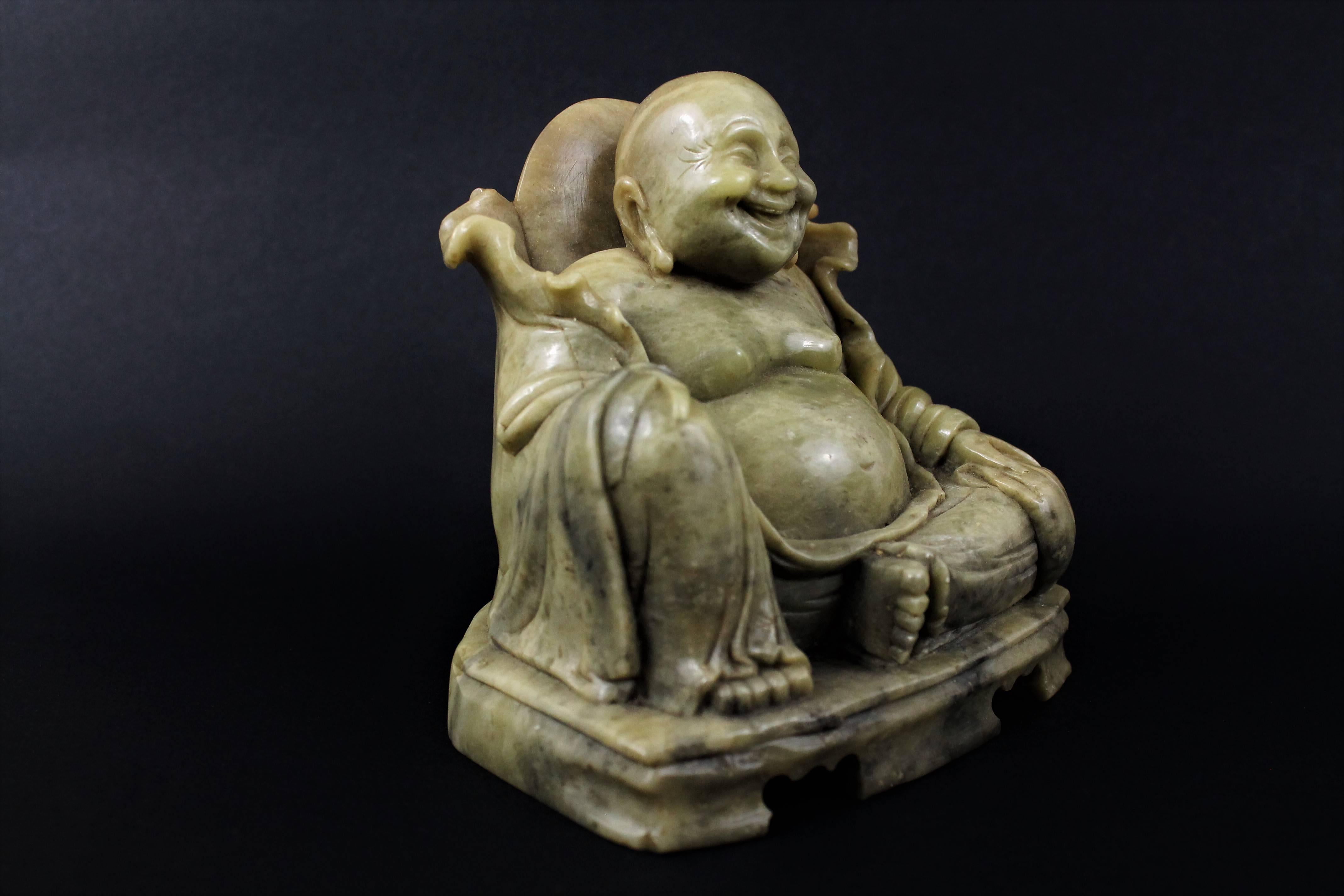 Chinese Chine Budai Fat Laughing Buddha, Soapstone, Early 20th Century