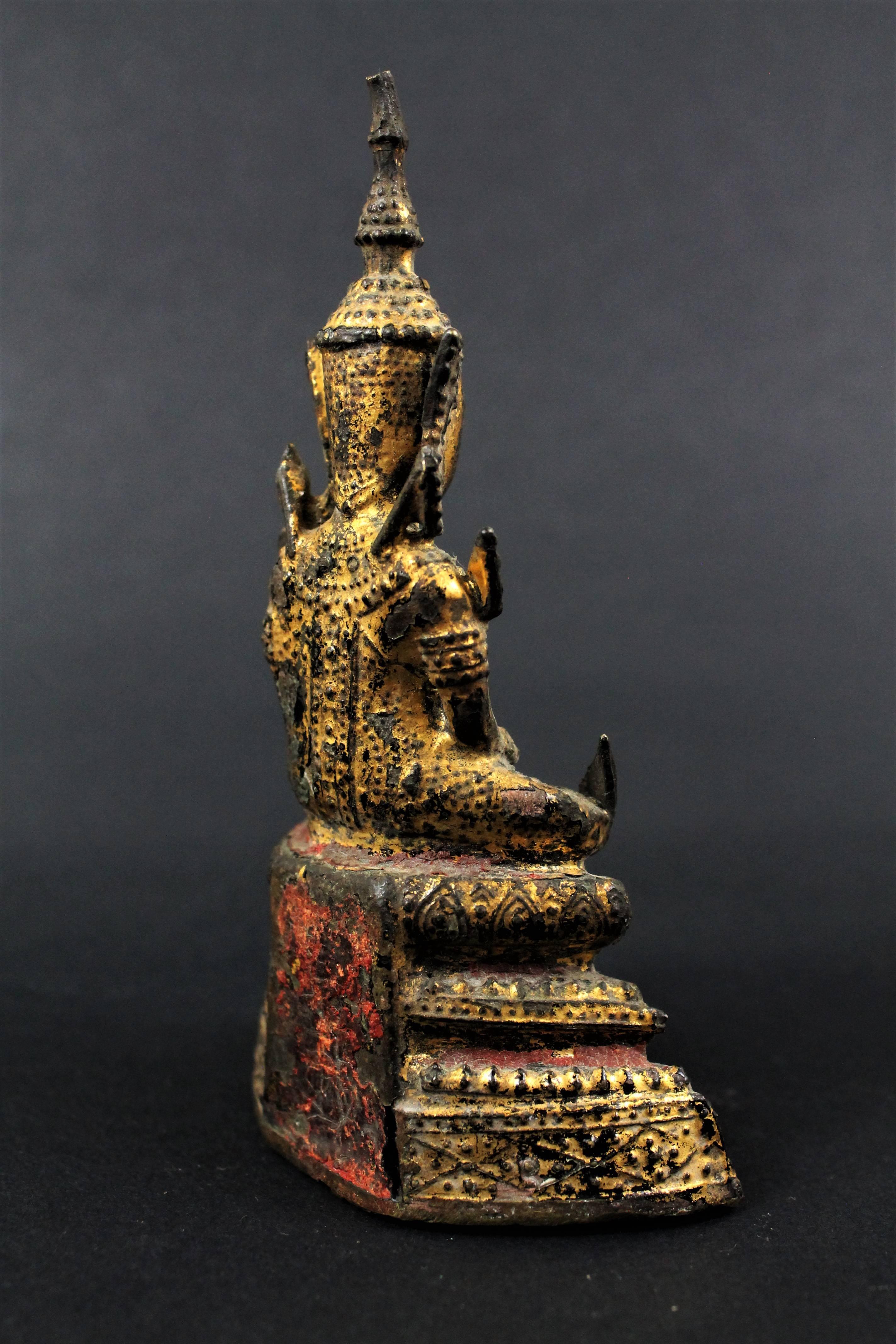 Thailand Siam 19th Century Rattanakosin Period Bouddha Guilt-Lacquered Bronze 2