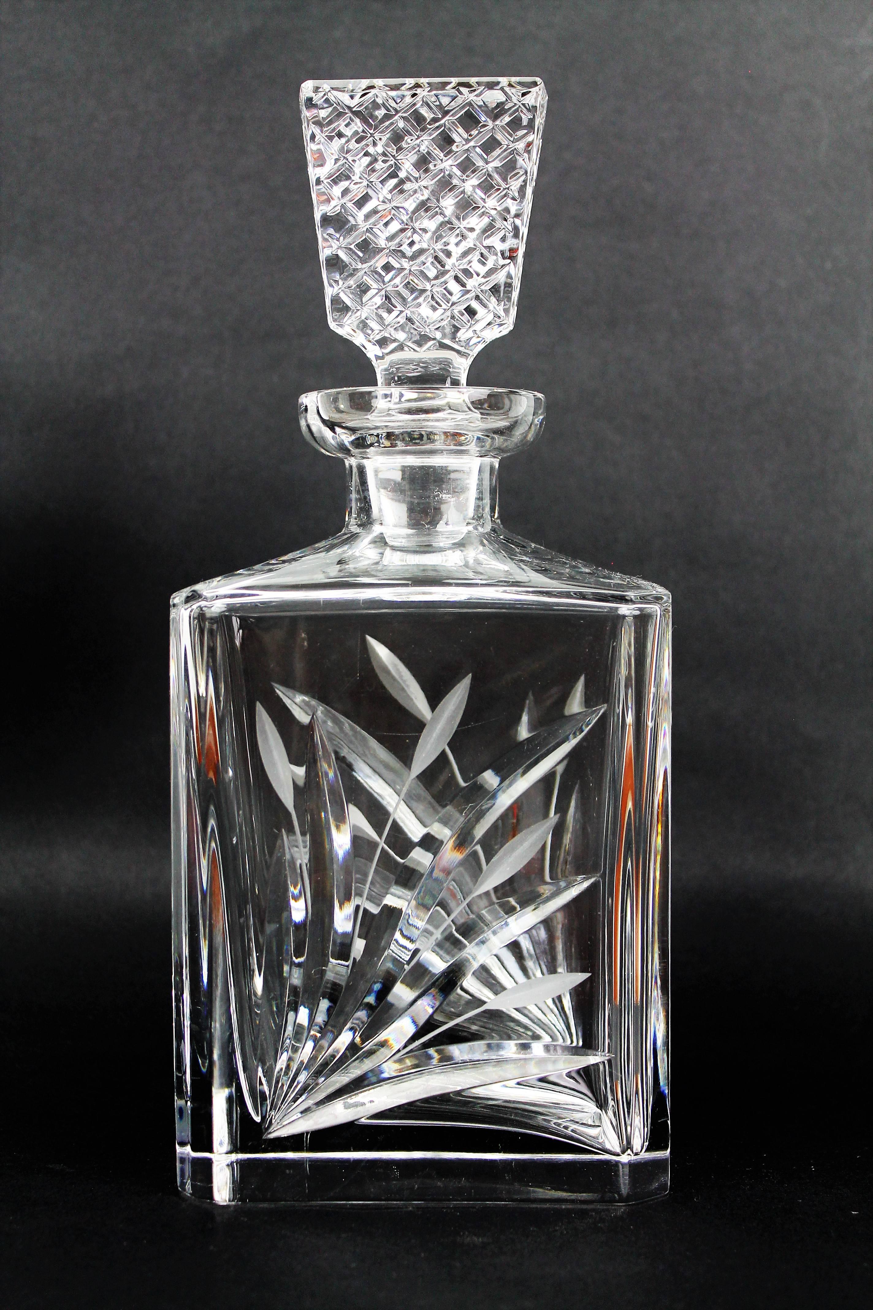 European  1950s Art Deco Crystal Whiskey Carafe