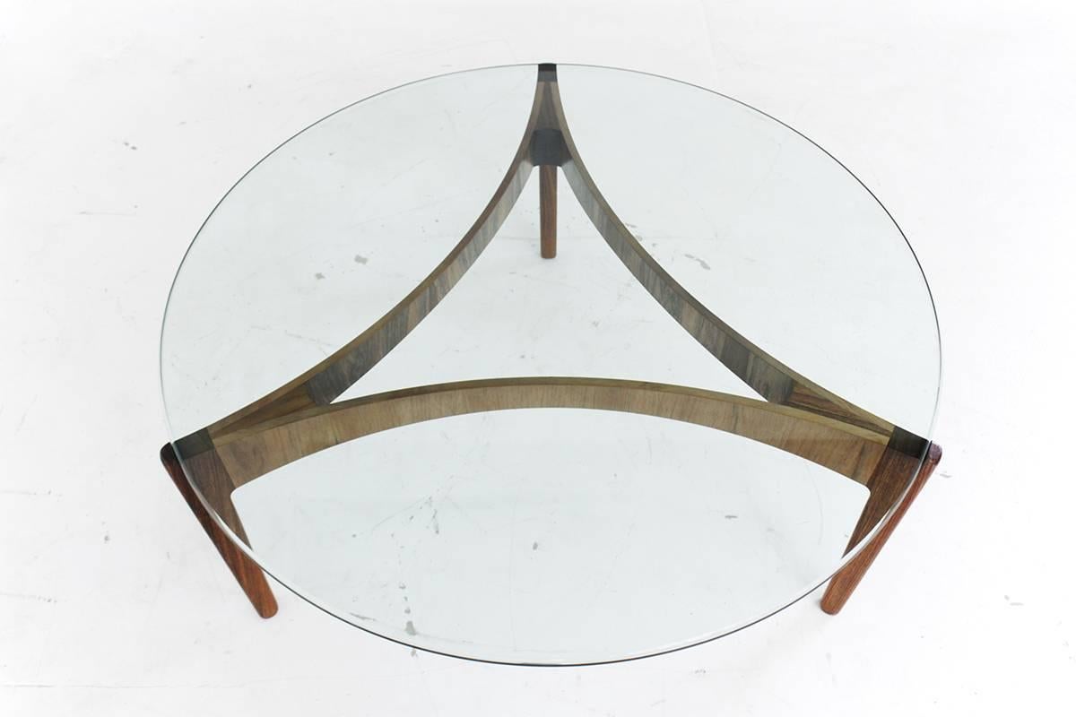 Mid-20th Century Danish Rosewood and Glass Coffee Table by Sven Ellekær, 1962