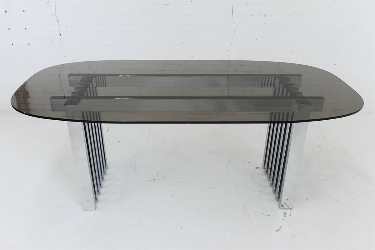 Mid-Century Modern Modern 20th Century Chrome and Glass Dining Table For Sale