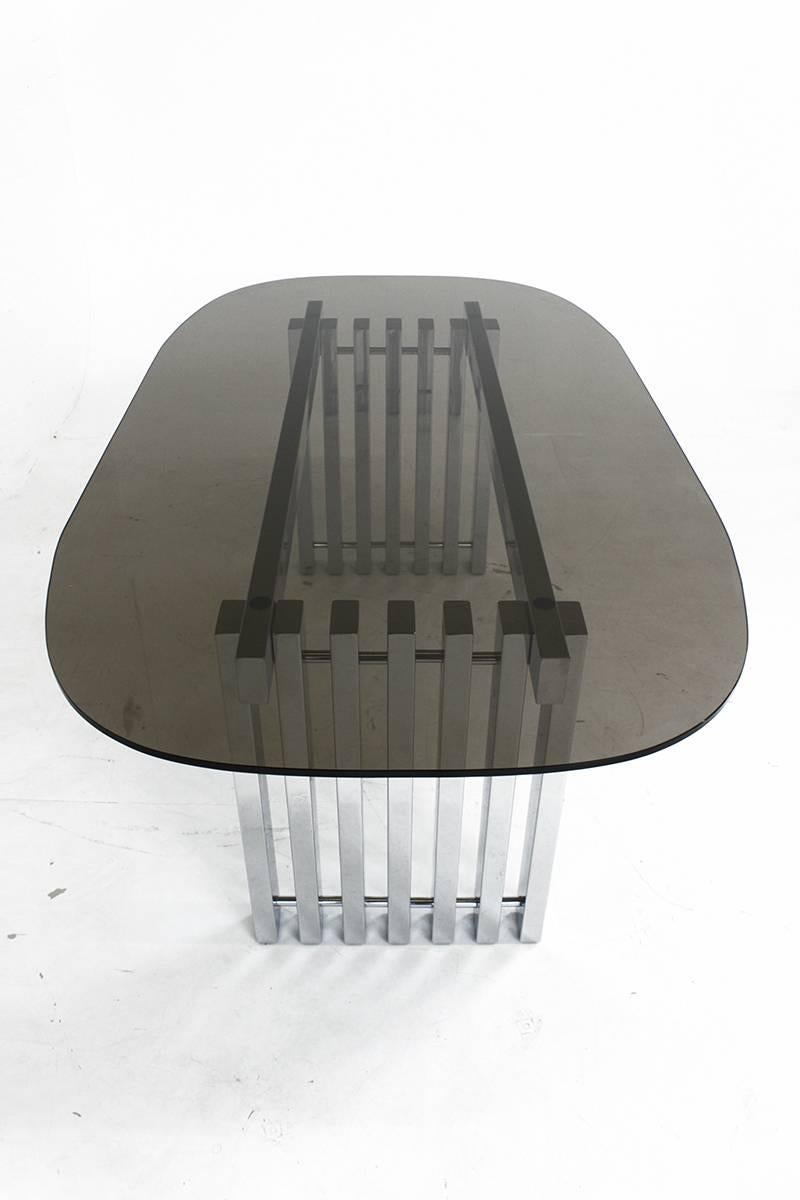 Modern 20th Century Chrome and Glass Dining Table For Sale 3