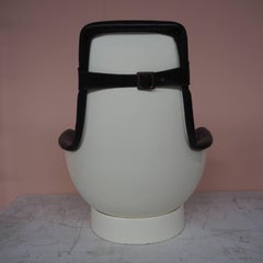 Rare Space Age Fiberglass and Black Leather Lounge chair