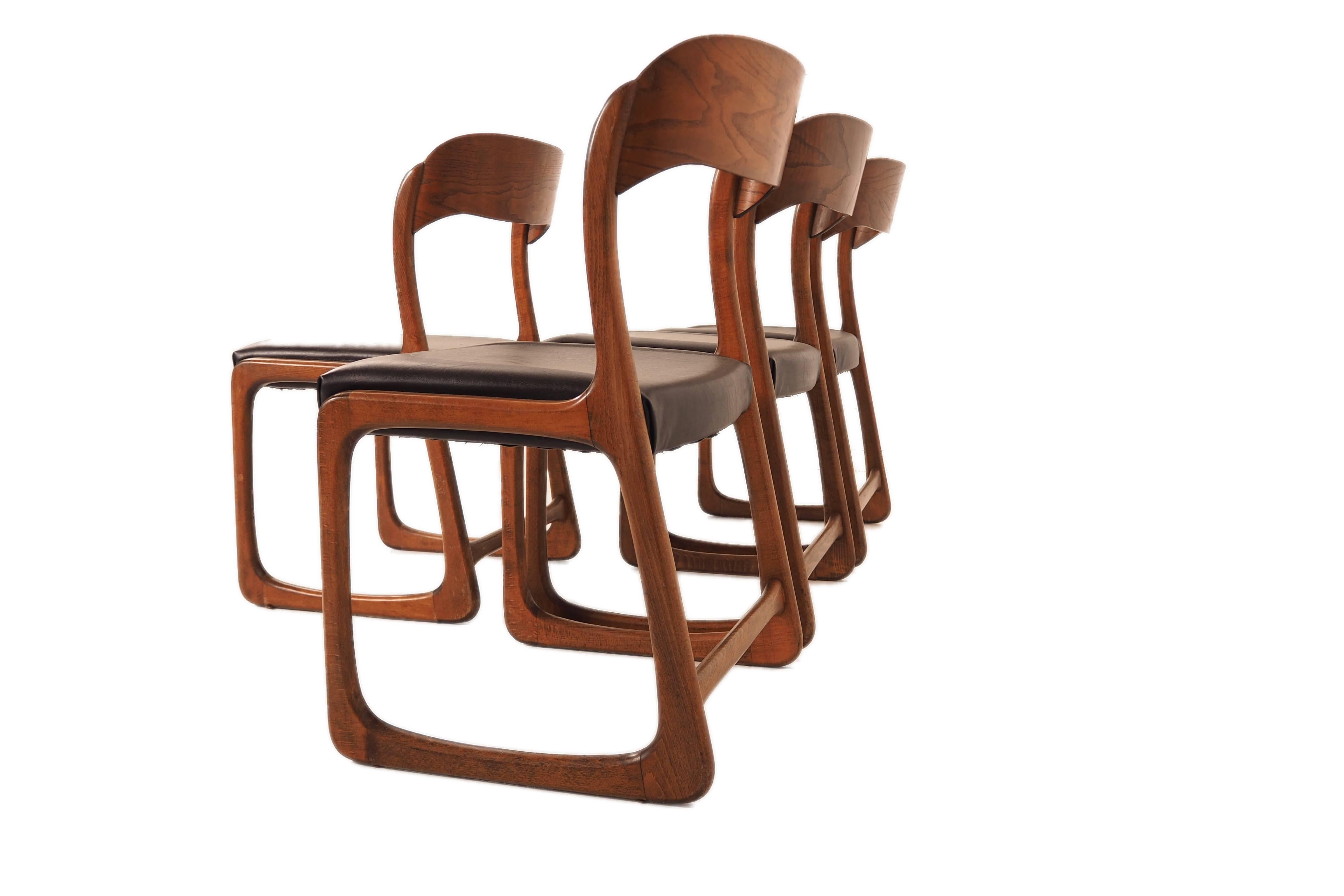 Mid-Century Modern Set of Four Baumann Dining Room Chairs, 1970s For Sale
