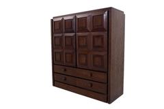 Brown Brutalist Oak Bar Cabinet, Belgium, 1970s