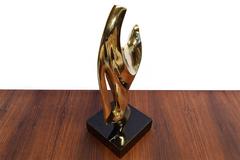 Brass Abstract Sculpture in the Style of Alain Chervet "Madonna with Child"