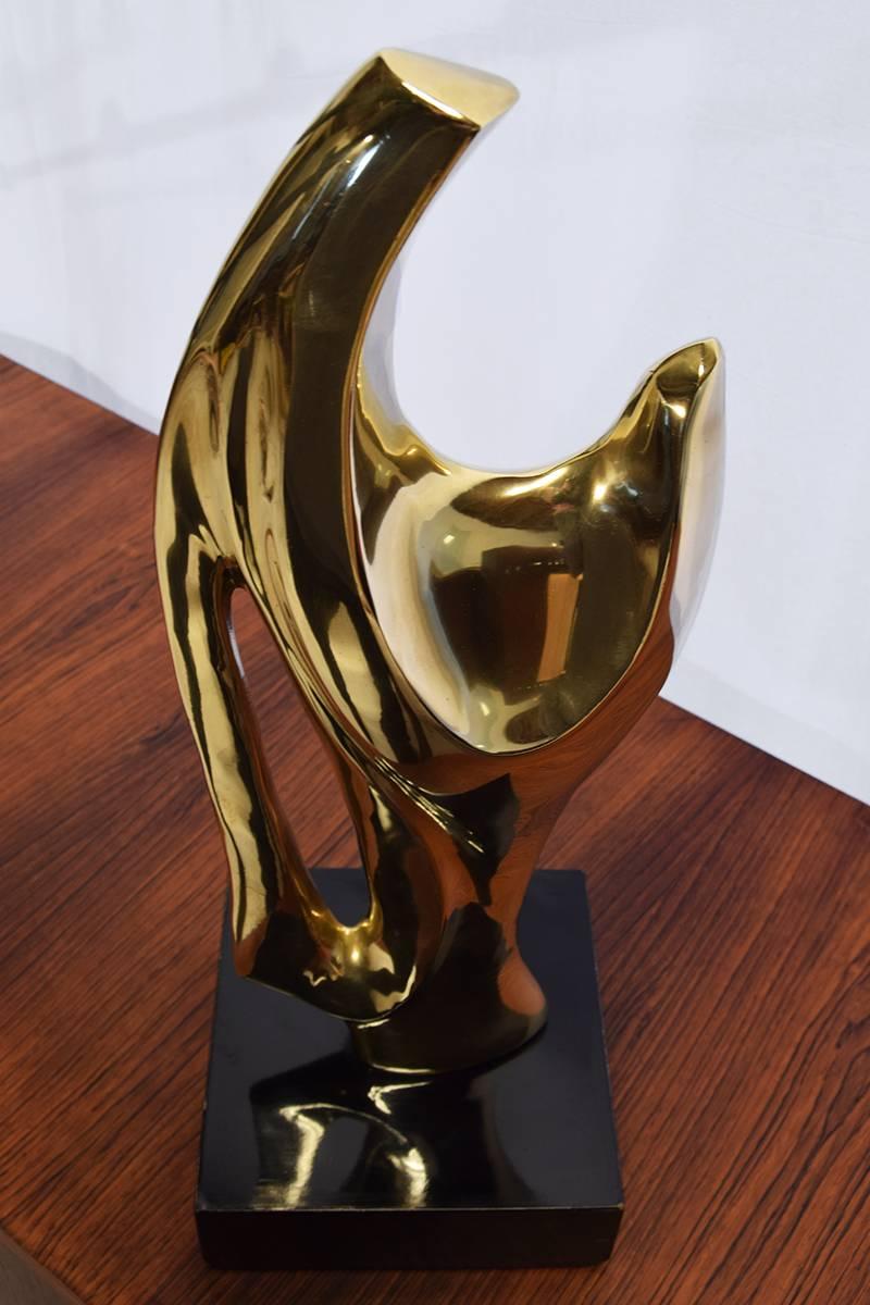 French Brass Abstract Sculpture in the Style of Alain Chervet 