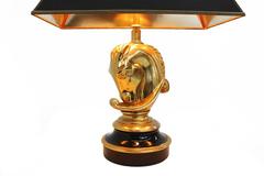 Brass Horse Head Lamp, 1970s