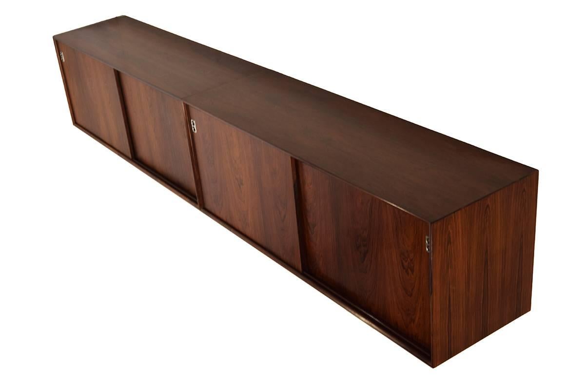  2 Arne Vodder for Sibast Danish Modern Wall-Mounted Rosewood Sideboards In Excellent Condition In The Hague, NL