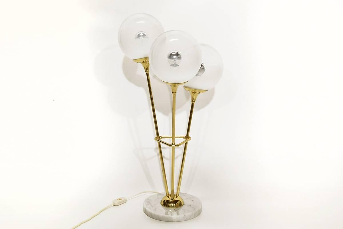 Italian Murano Glass and Brass Table Lamp in the Style of Stilnovo, 1960s 1