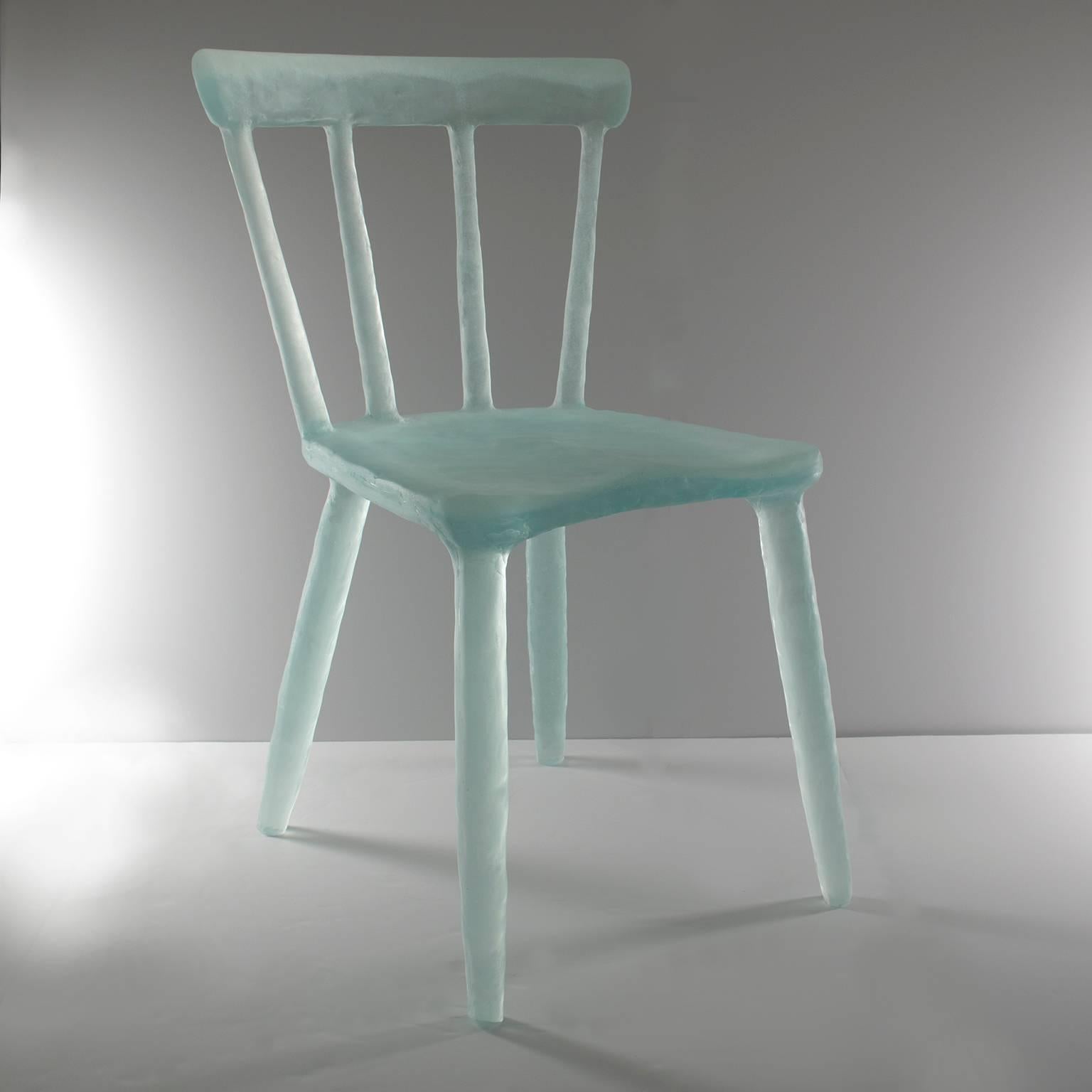 American Glow Chair in Aqua, Handmade from Cast Recycled Resin, Acrylic and Plastic For Sale
