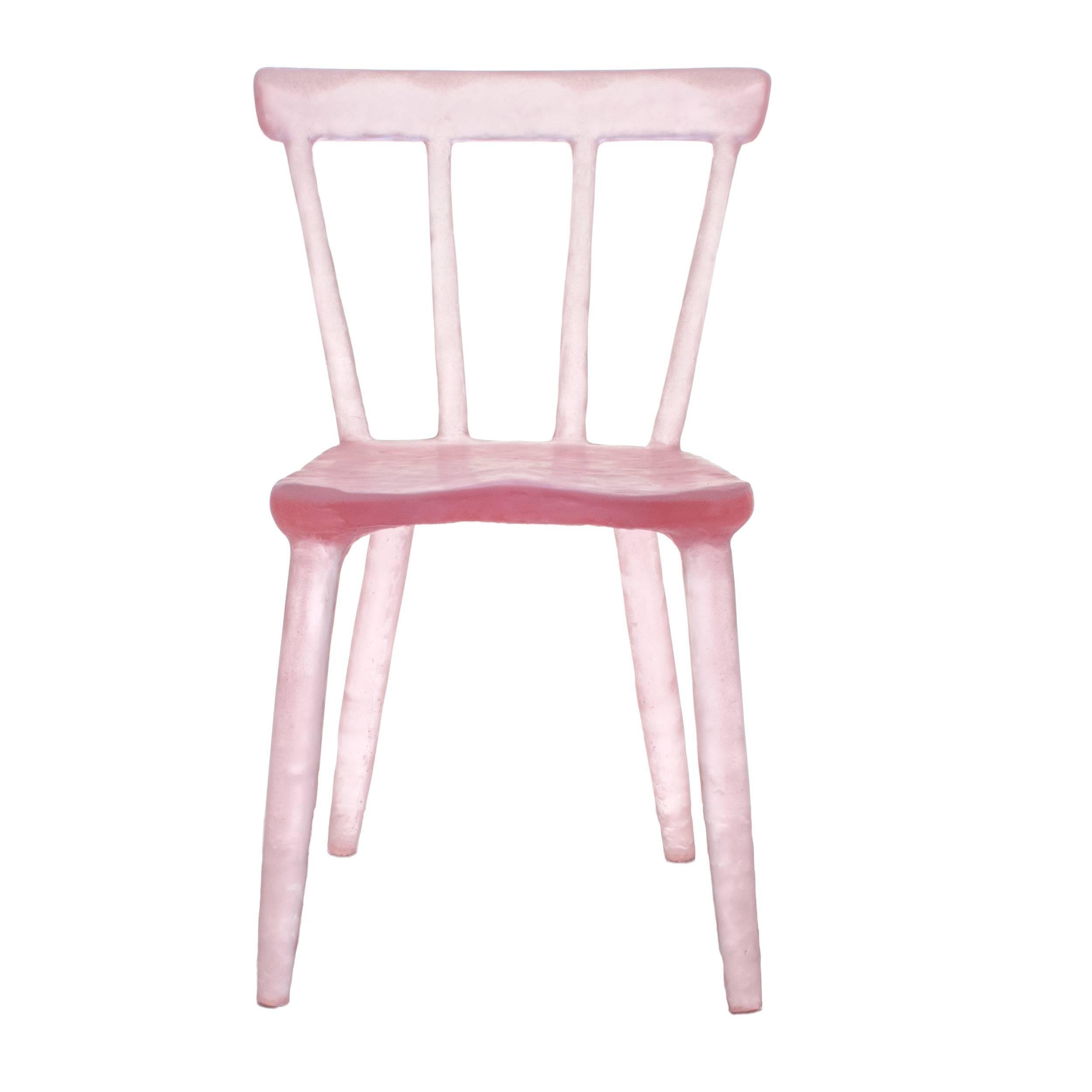 Glow Chair by Kim Markel in Pink, Handmade from Cast Recycled Resin / Acrylic For Sale