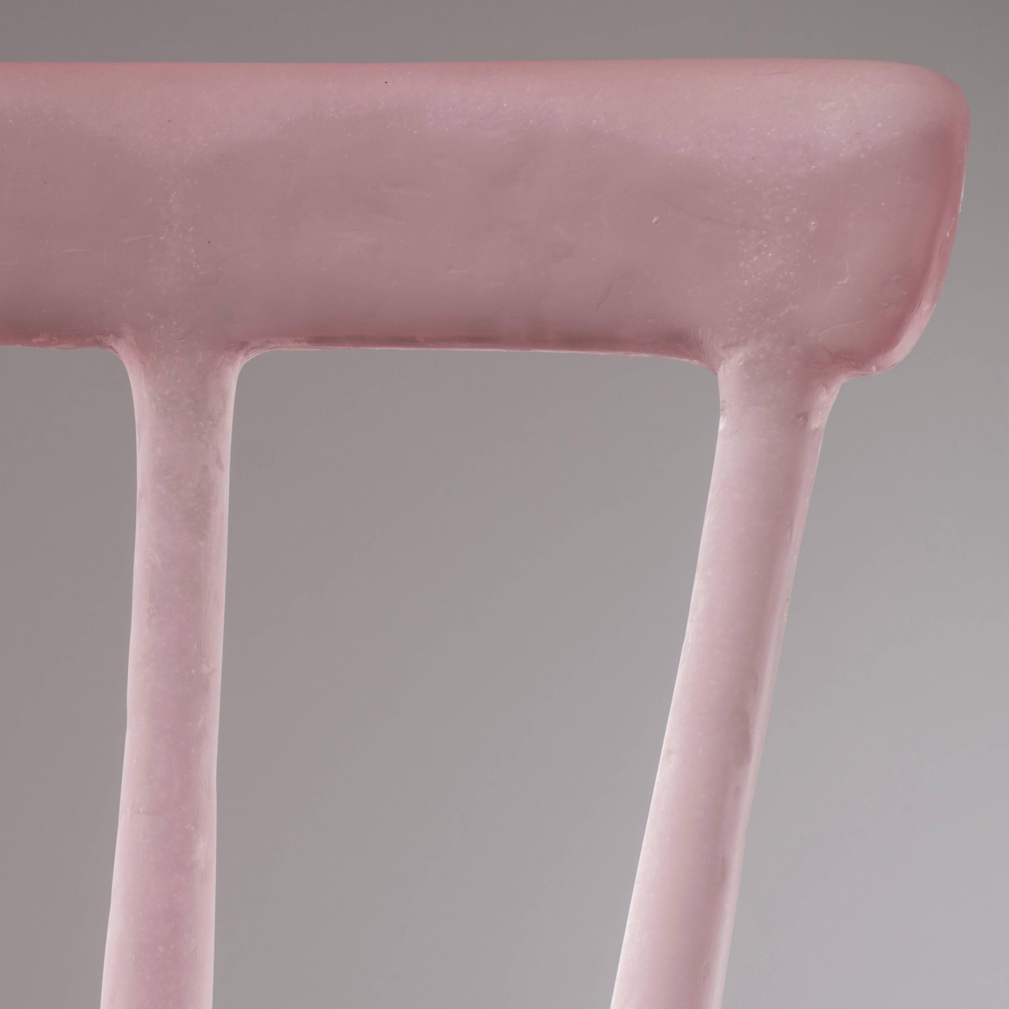 Glow Chair by Kim Markel in Pink, Handmade from Cast Recycled Resin / Acrylic For Sale 1