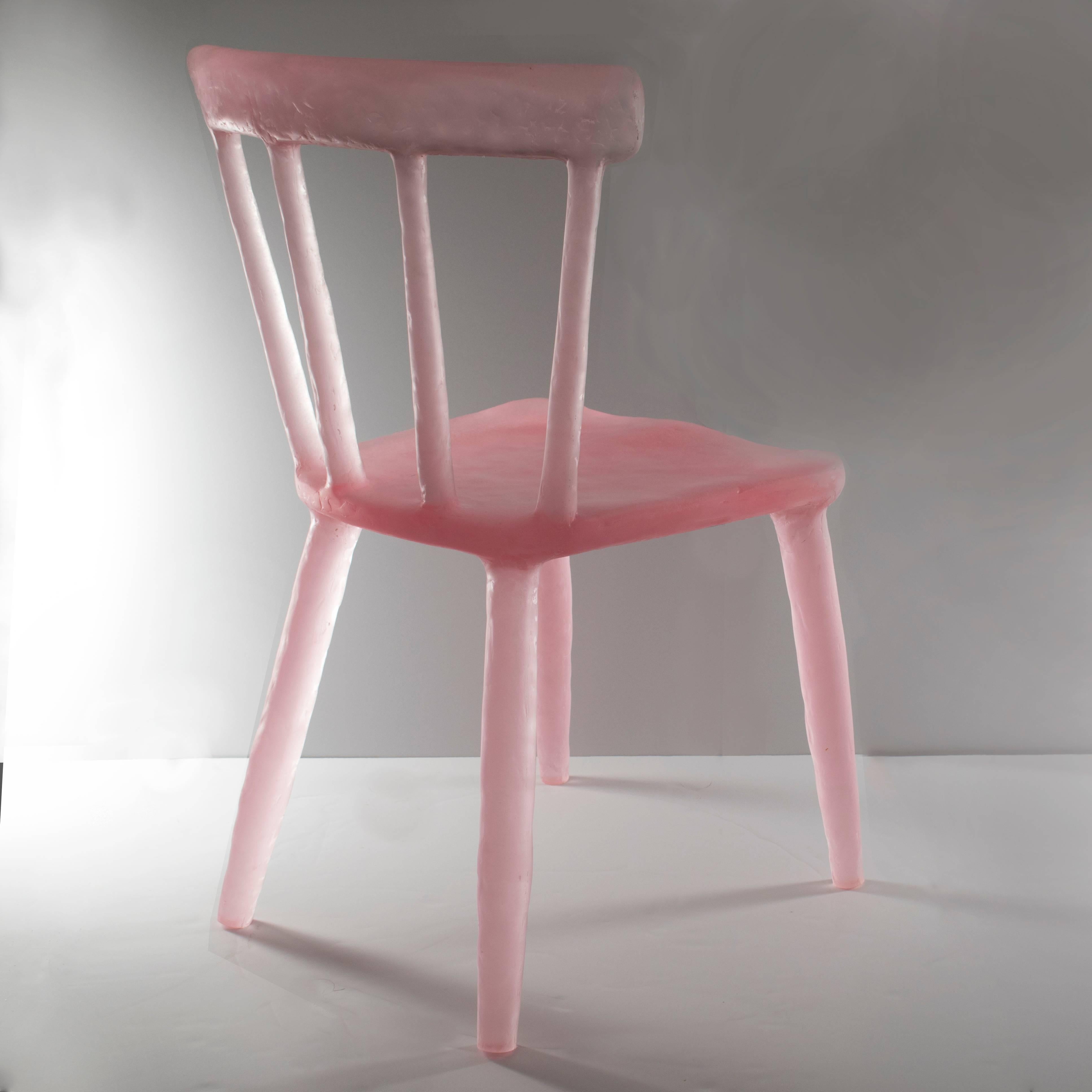 American Glow Chair by Kim Markel in Pink, Handmade from Cast Recycled Resin / Acrylic For Sale