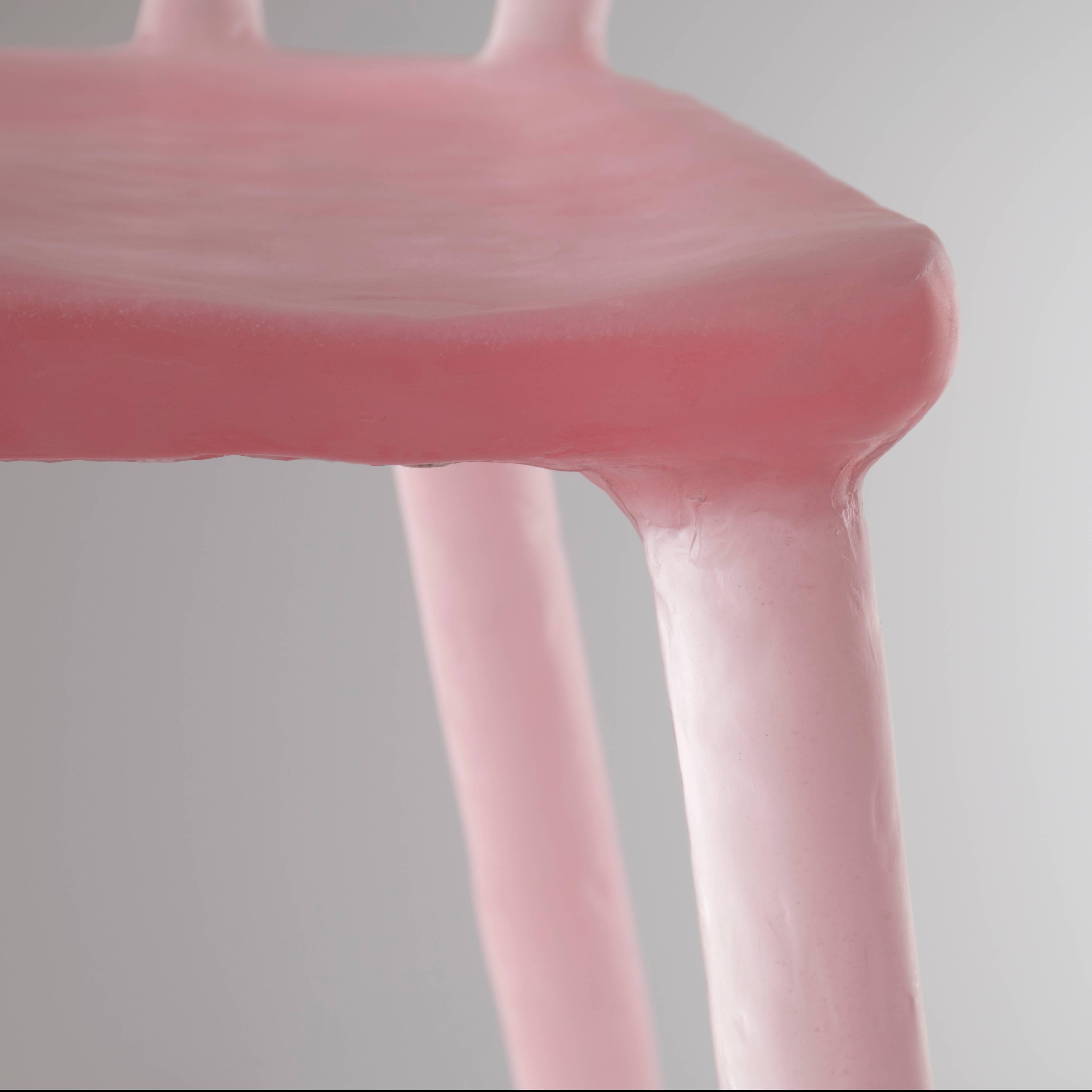 Contemporary Glow Chair by Kim Markel in Pink, Handmade from Cast Recycled Resin / Acrylic For Sale