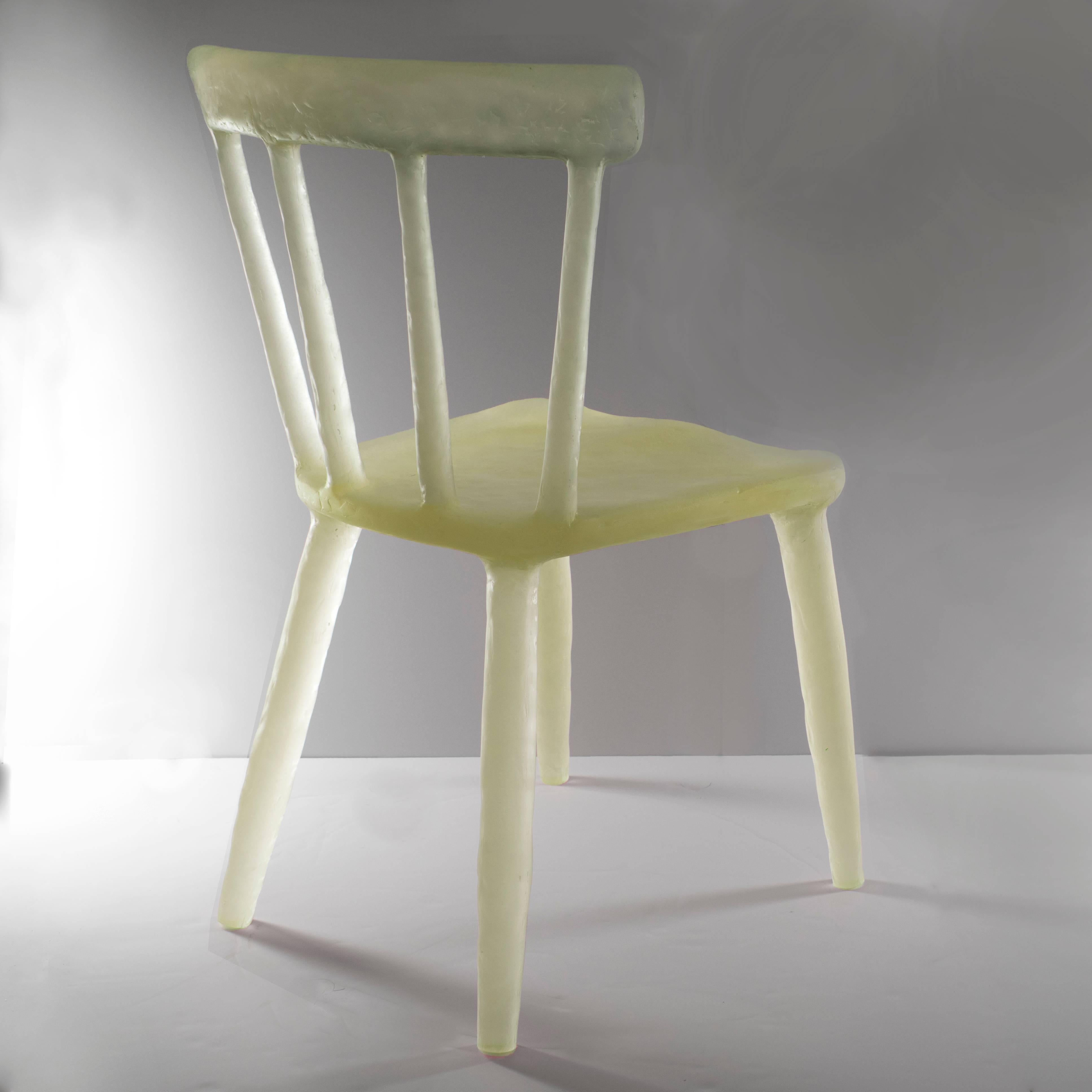 American Glow Chair by Kim Markel in Yellow, Handmade from Cast Recycled Resin / Acrylic For Sale