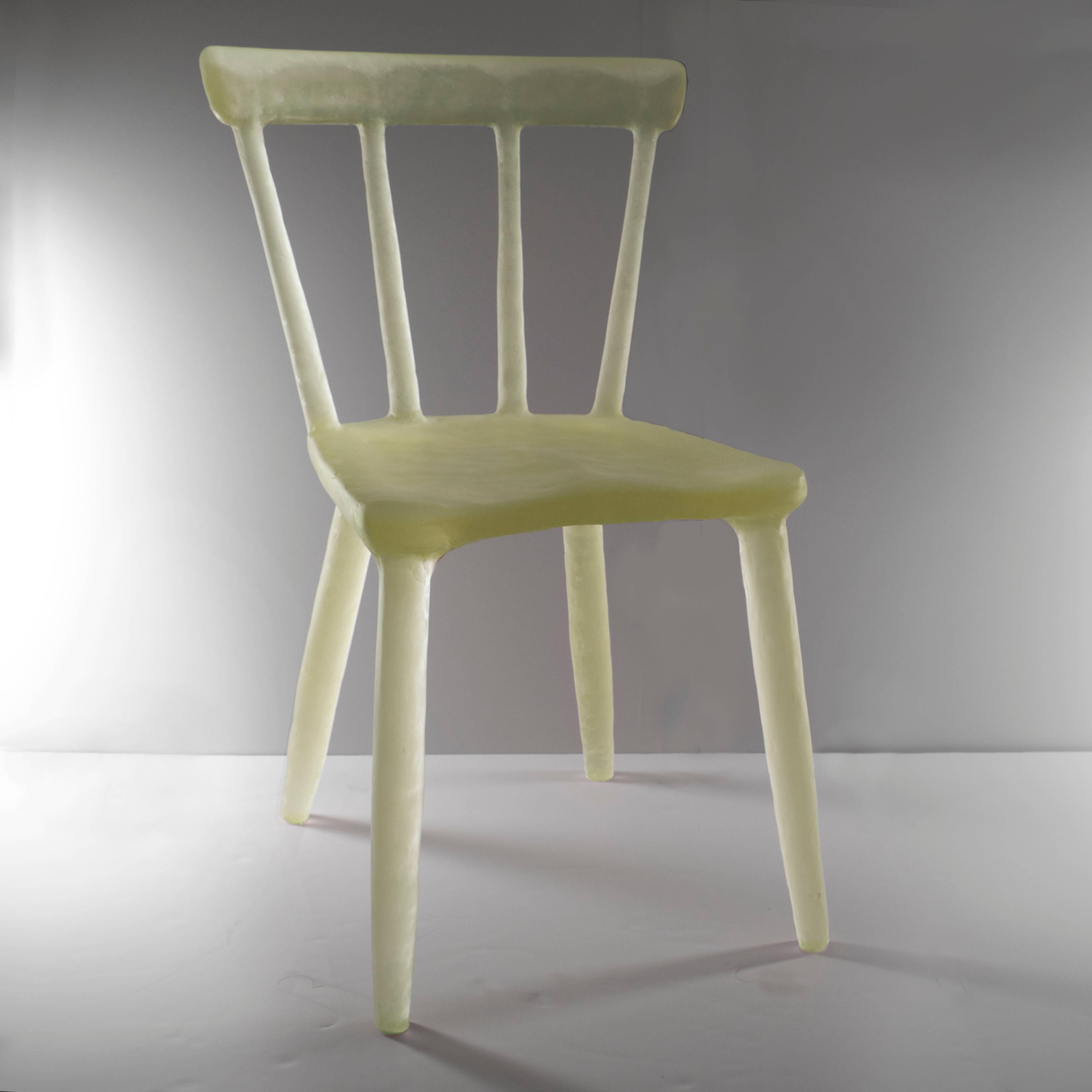 Glow Chair by Kim Markel in Yellow, Handmade from Cast Recycled Resin / Acrylic In Excellent Condition For Sale In Beacon, NY