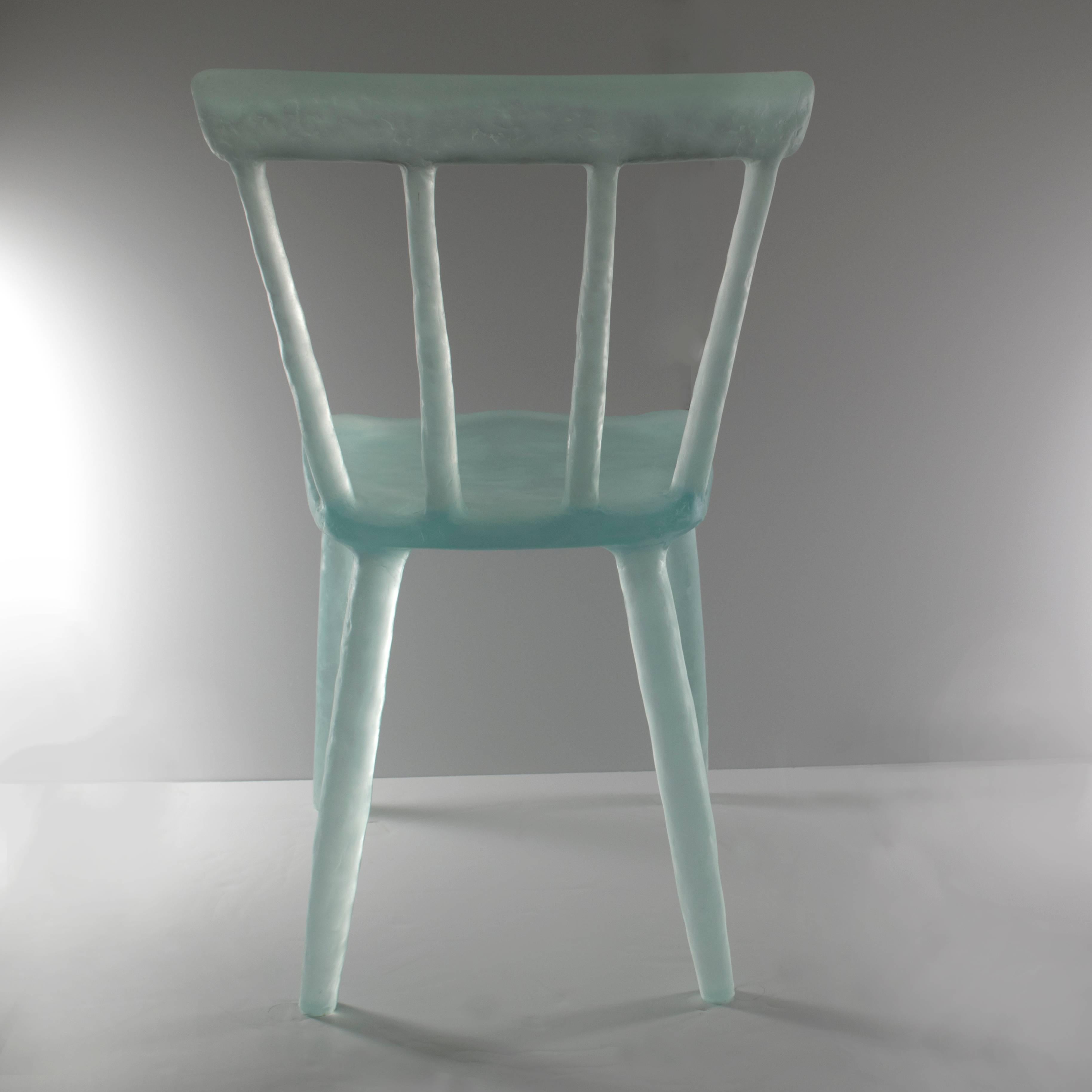 Glow Chair in Aqua, Handmade from Cast Recycled Resin, Acrylic and Plastic In Excellent Condition For Sale In Beacon, NY