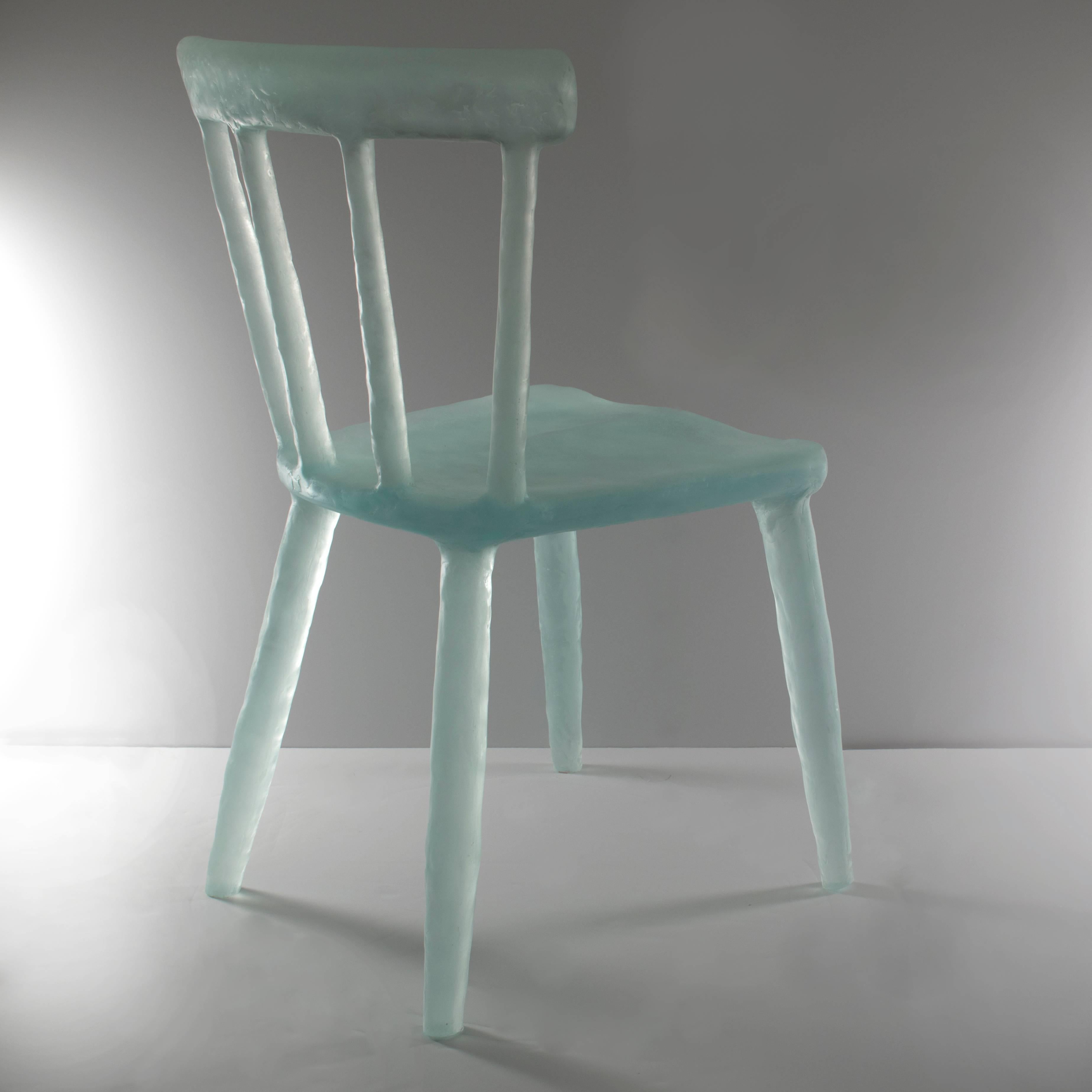 Contemporary Glow Chair in Aqua, Handmade from Cast Recycled Resin, Acrylic and Plastic For Sale