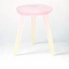 Glow Side Table or Stool in Pink to Yellow, Handmade from Recycled Resin