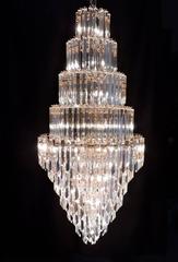 Mid-Century Modern Murano Glass Prism and Brass Foyer Chandelier