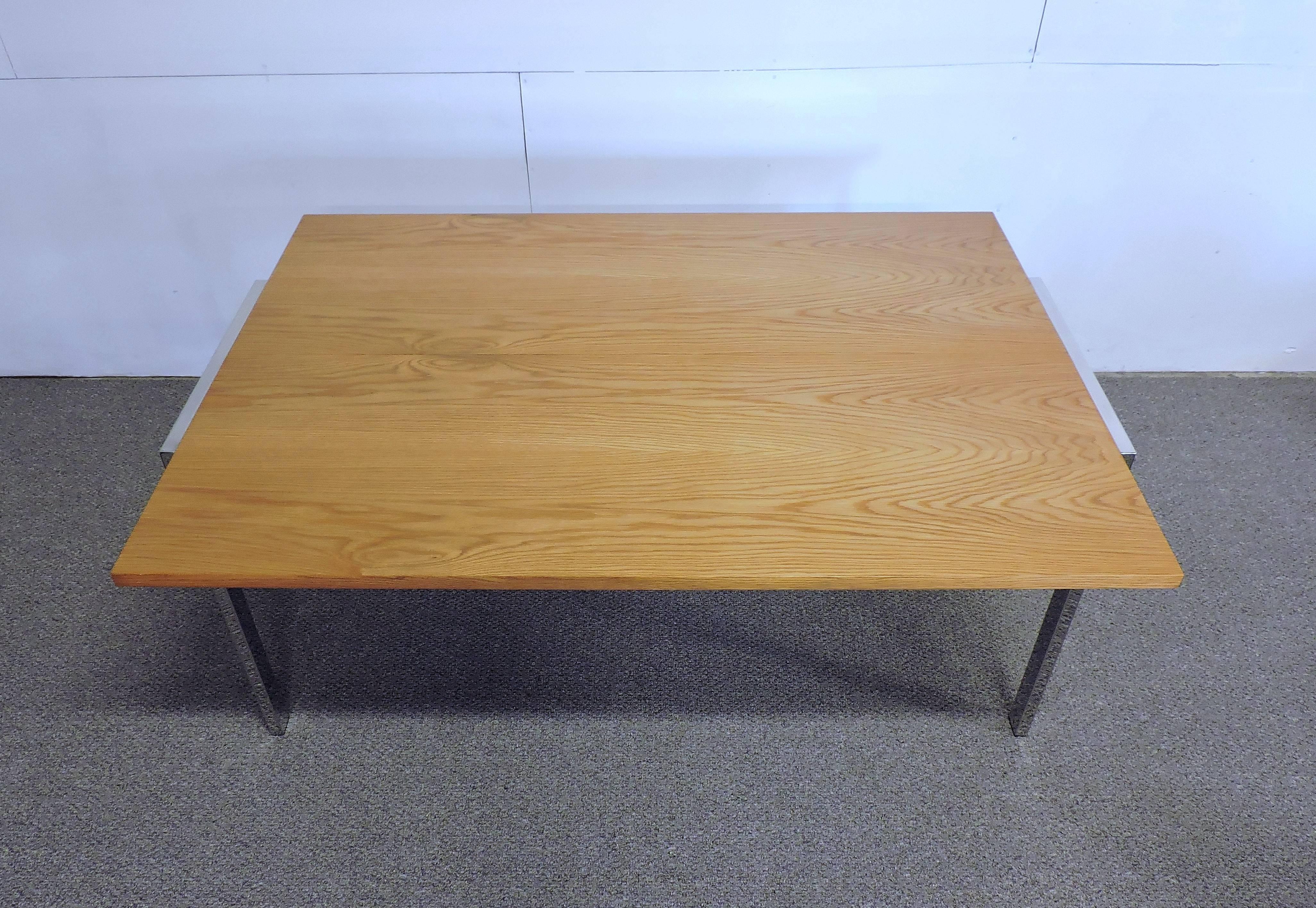 Mid-Century Modern Wilhelm Renz Flip-Top Chrome and Oak Console Dining Table In Good Condition In Chesterfield, NJ