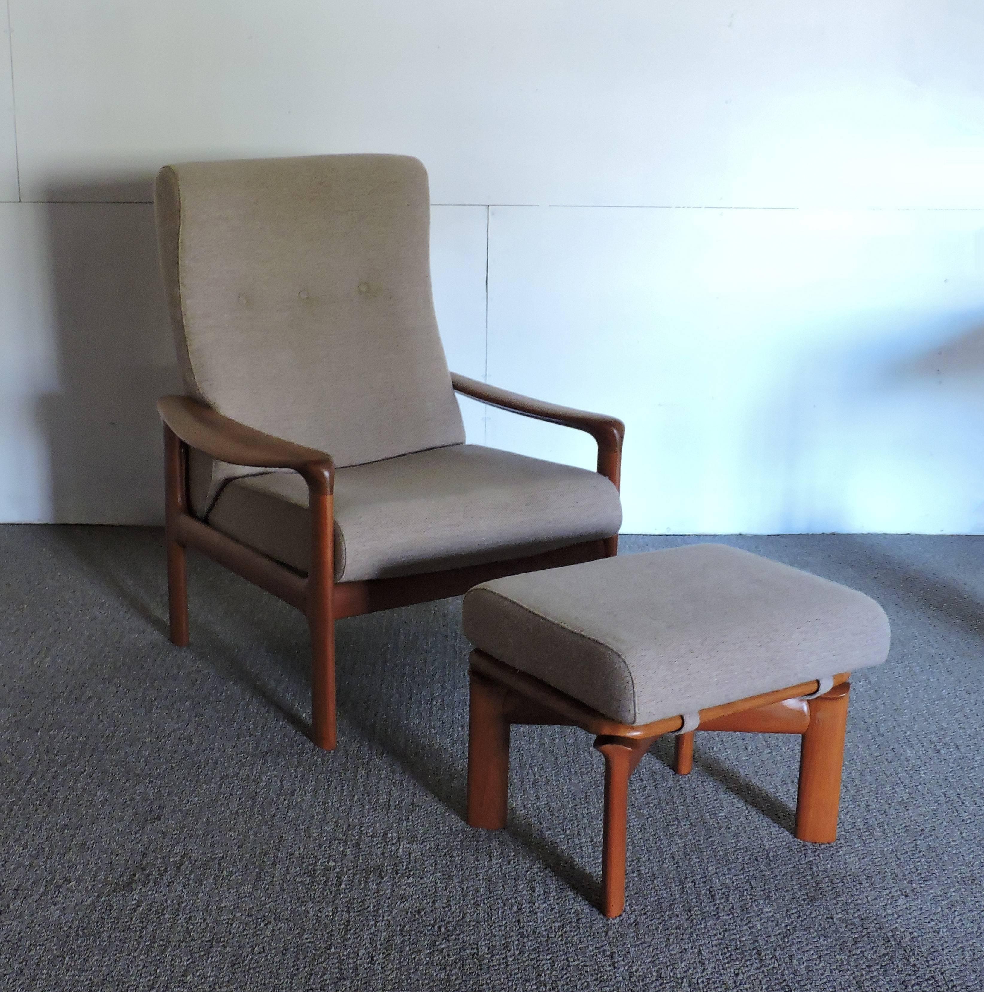 Mid-20th Century Mid-Century Danish Modern Komfort Teak Lounge Chair and Ottoman