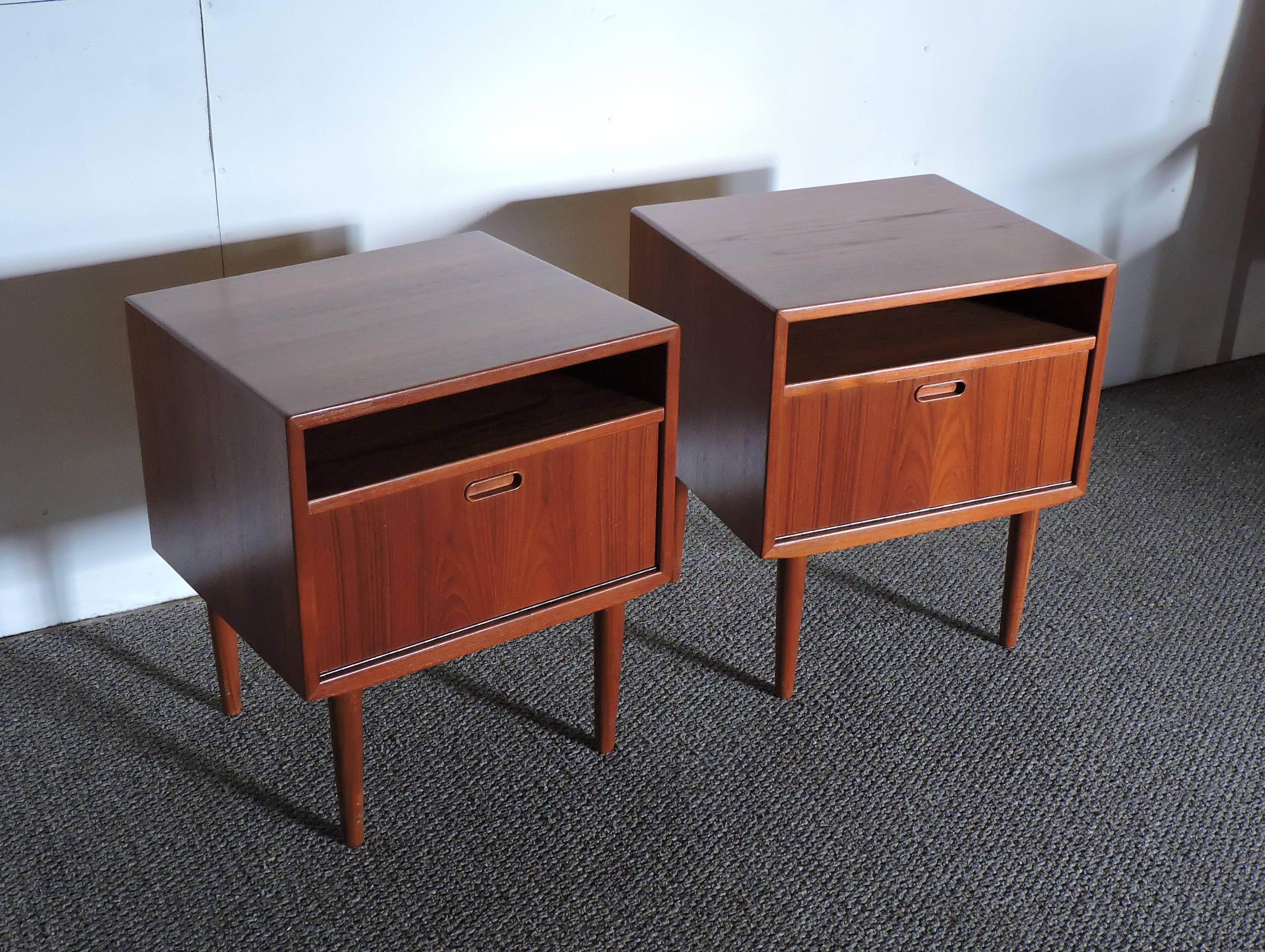 Pair of Danish Modern Teak Nightstands by Falster 2