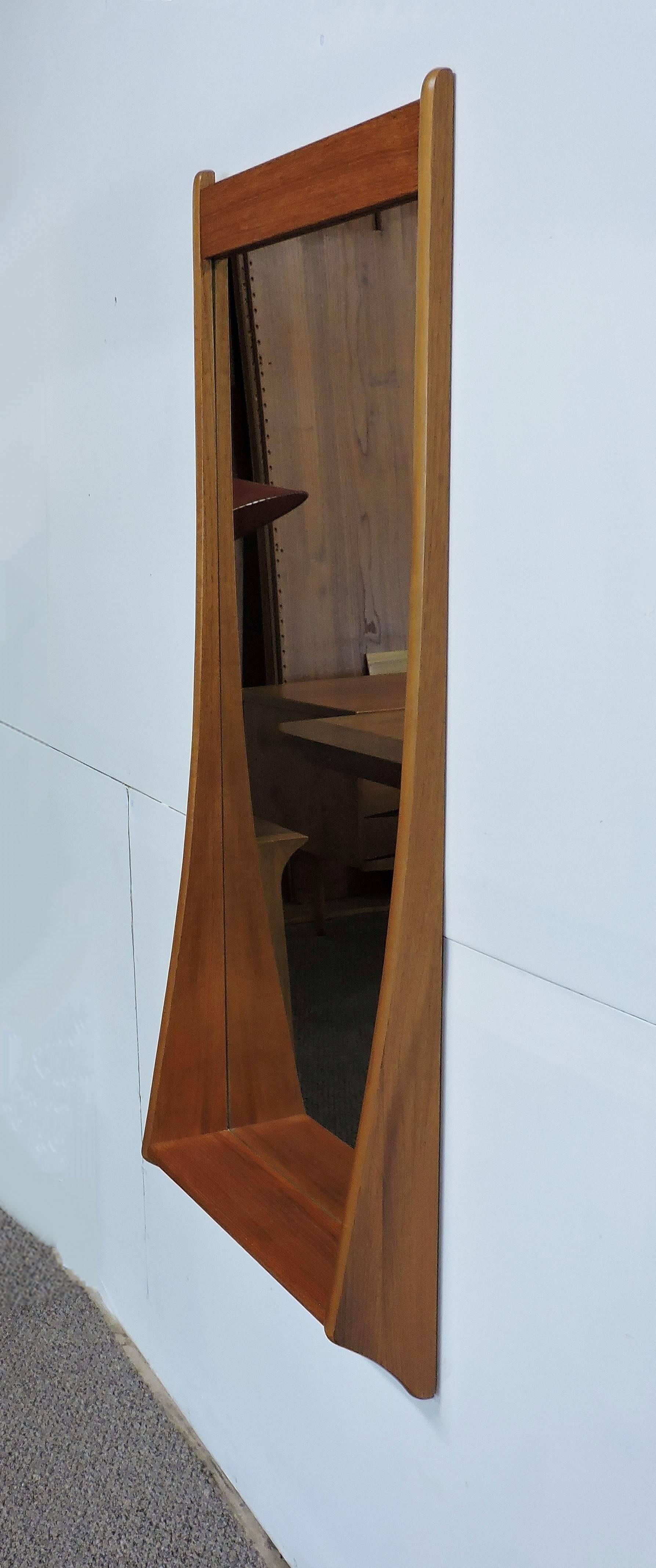 Late 20th Century Pedersen & Hansen Danish Modern Teak Mirror with Shelf