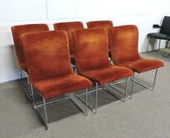 Six Milo Baughman Chrome Scoop Dining Chairs for Thayer Coggin