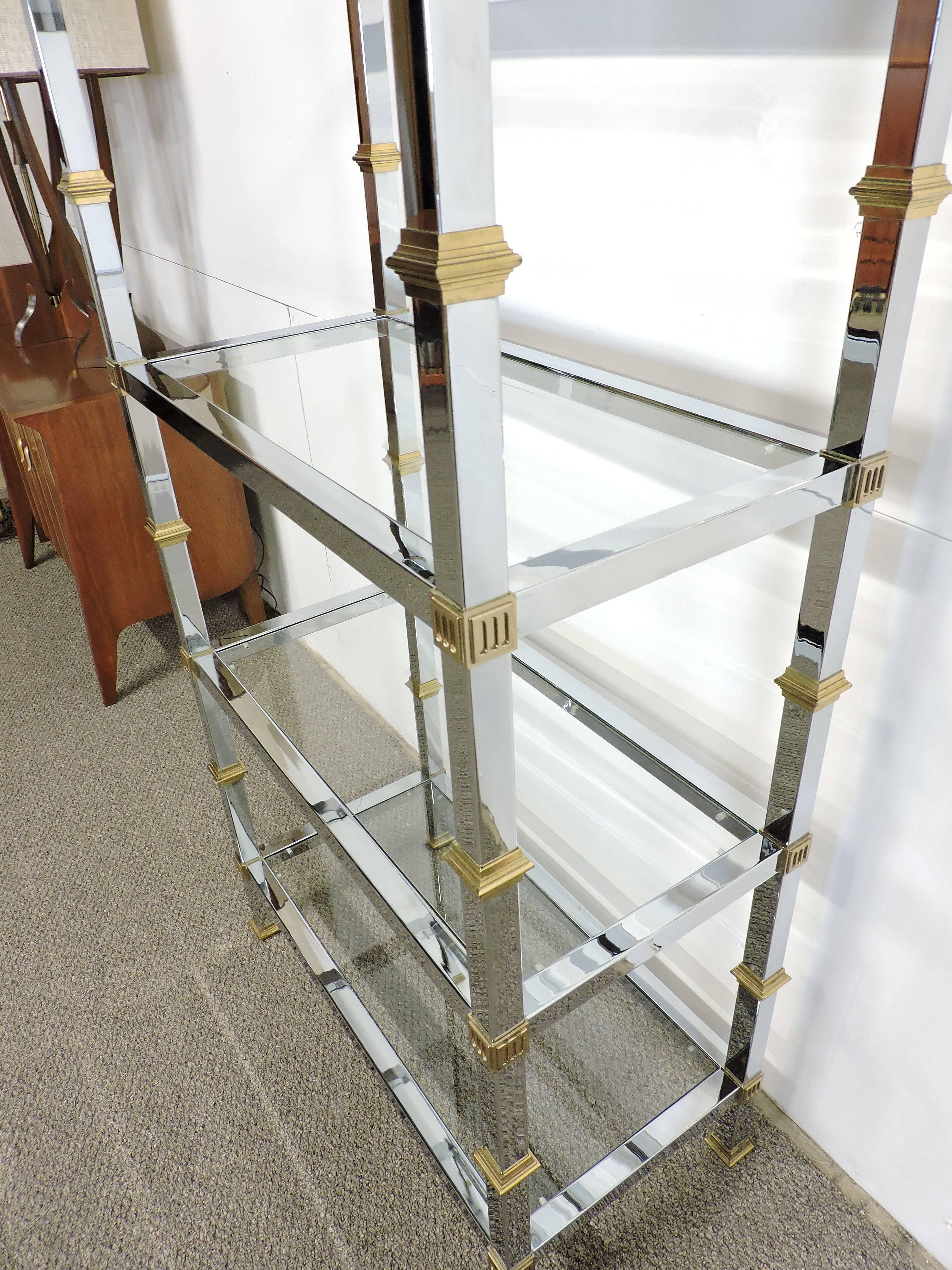 Hollywood Regency Style Mid-Century Modern Chrome and Brass Étagère 1