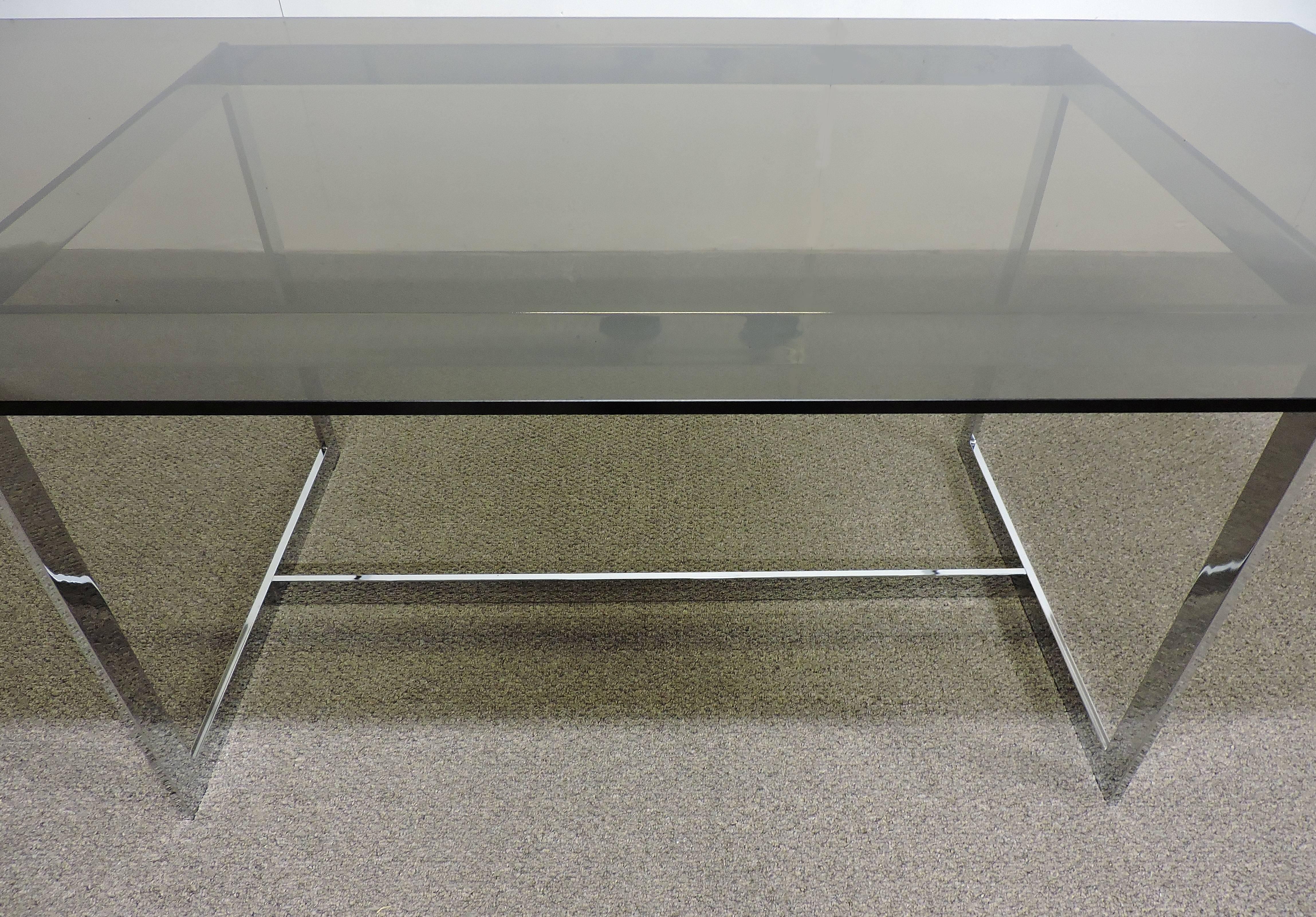 Milo Baughman Thayer Coggin Chrome and Glass Dining Table or Desk 3
