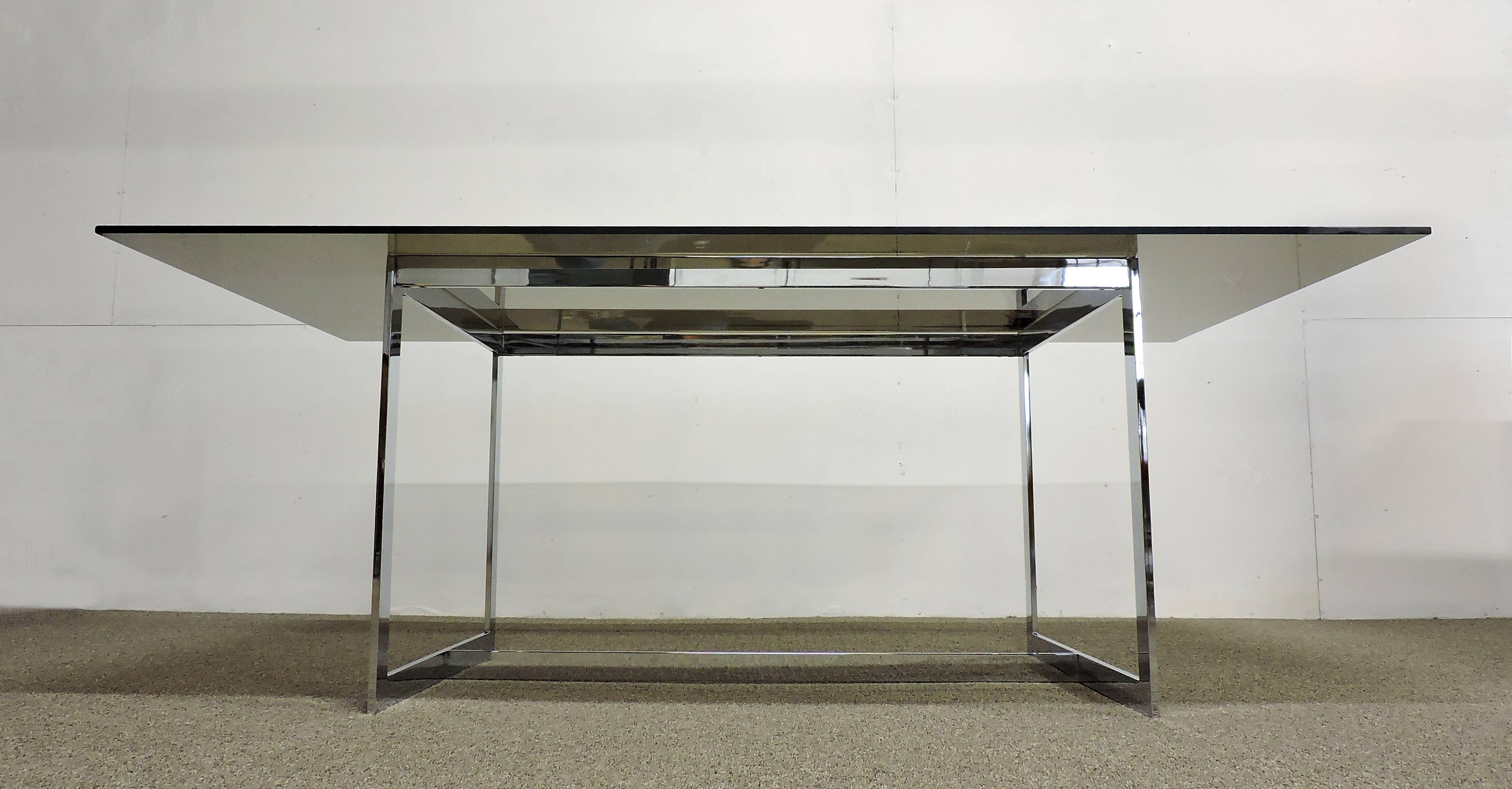 Milo Baughman Thayer Coggin Chrome and Glass Dining Table or Desk 4
