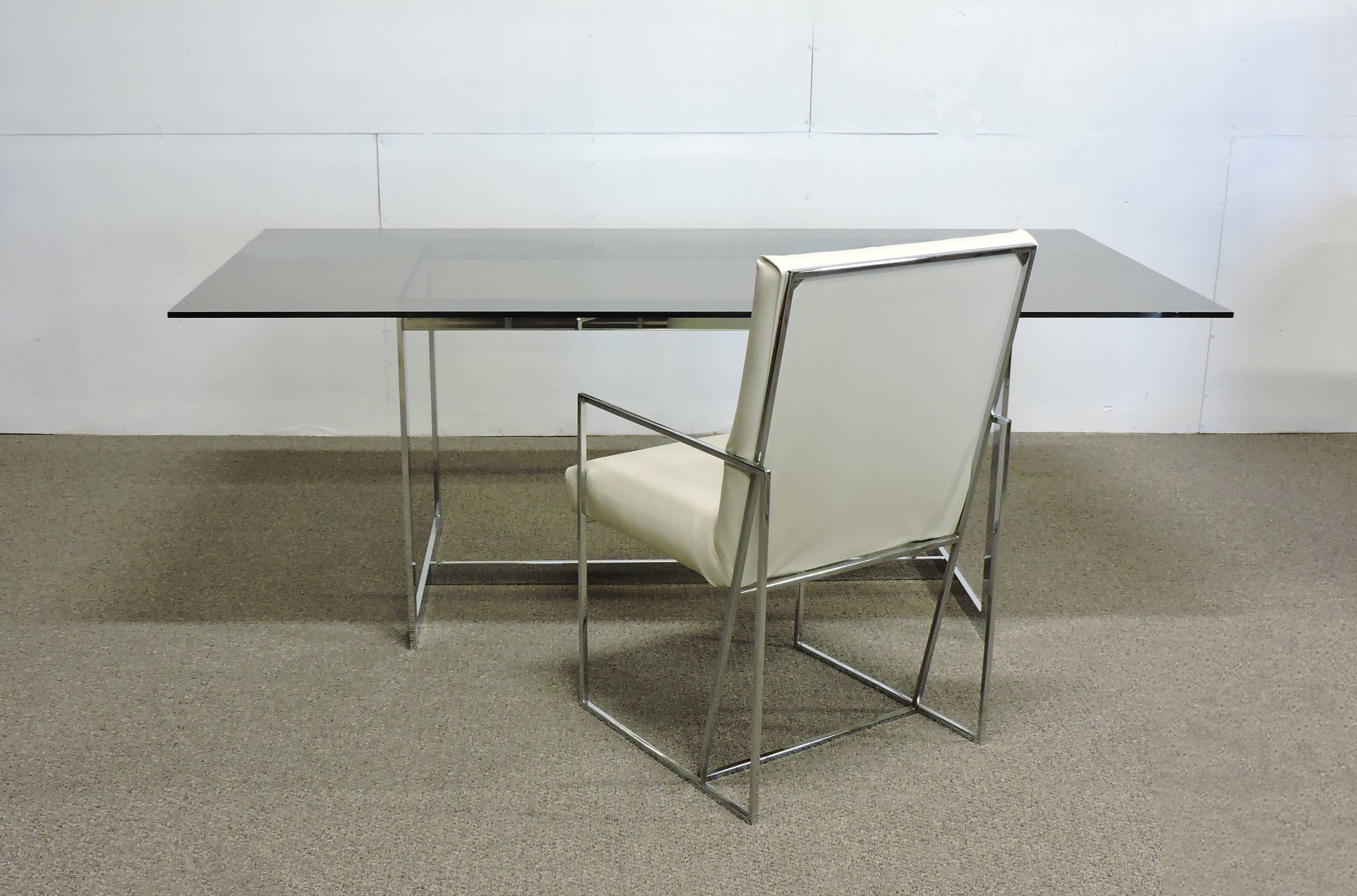 American Milo Baughman Thayer Coggin Chrome and Glass Dining Table or Desk