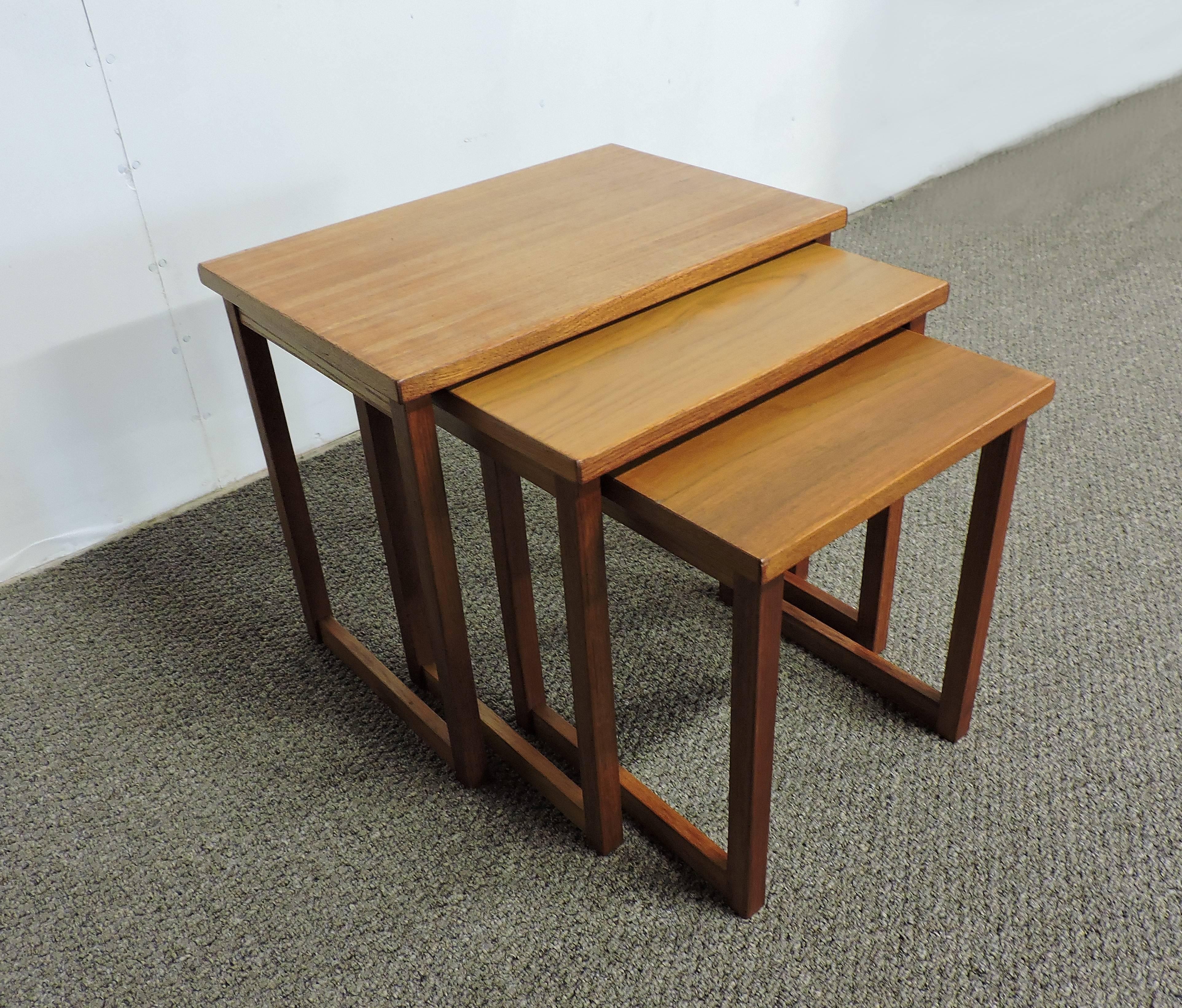 Scandinavian Modern Mid-Century Danish Modern Teak Nesting Tables, Svante Skogh Style