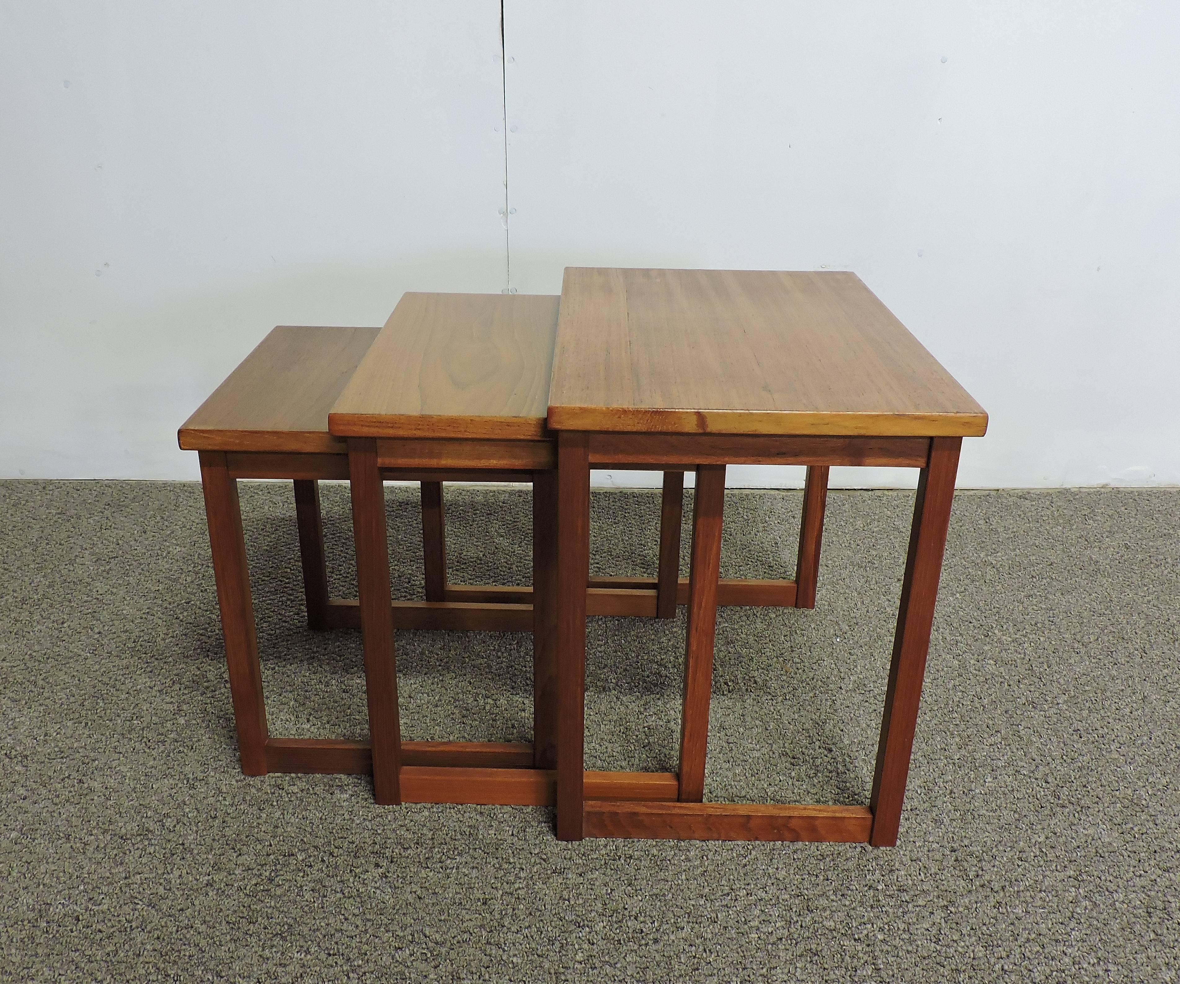 Mid-Century Danish Modern Teak Nesting Tables, Svante Skogh Style 3