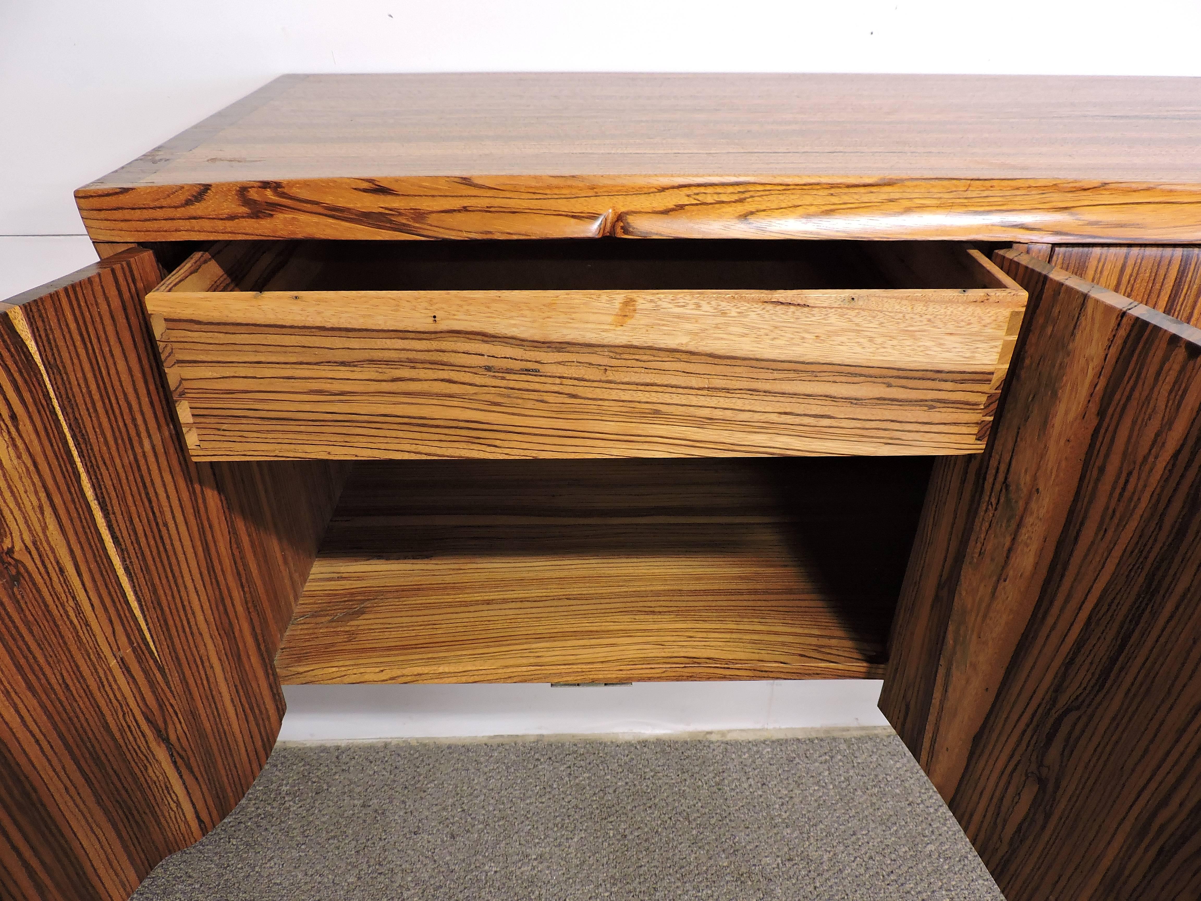American Studio Phillip Powell Style Mid-Century Modern Zebra Wood Cabinets 2