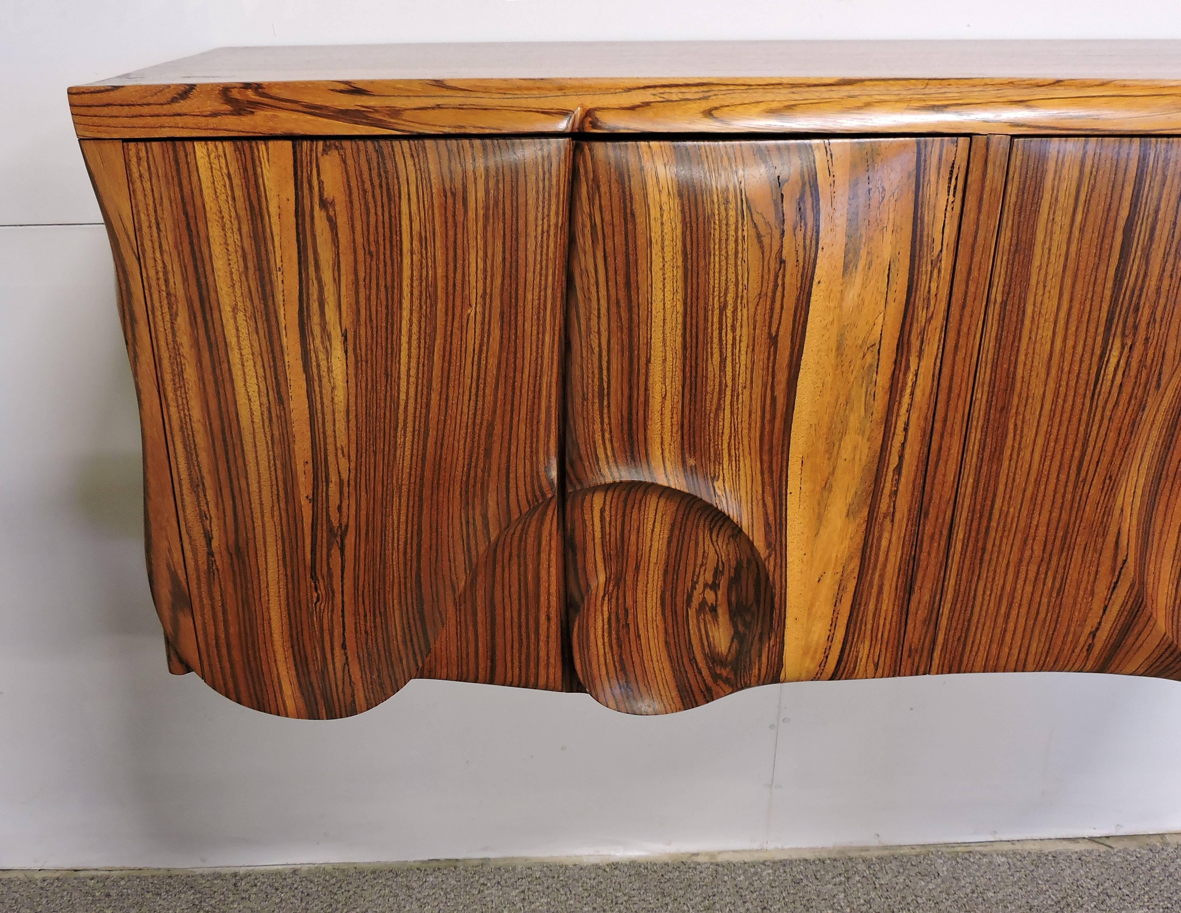 American Studio Phillip Powell Style Mid-Century Modern Zebra Wood Cabinets 3