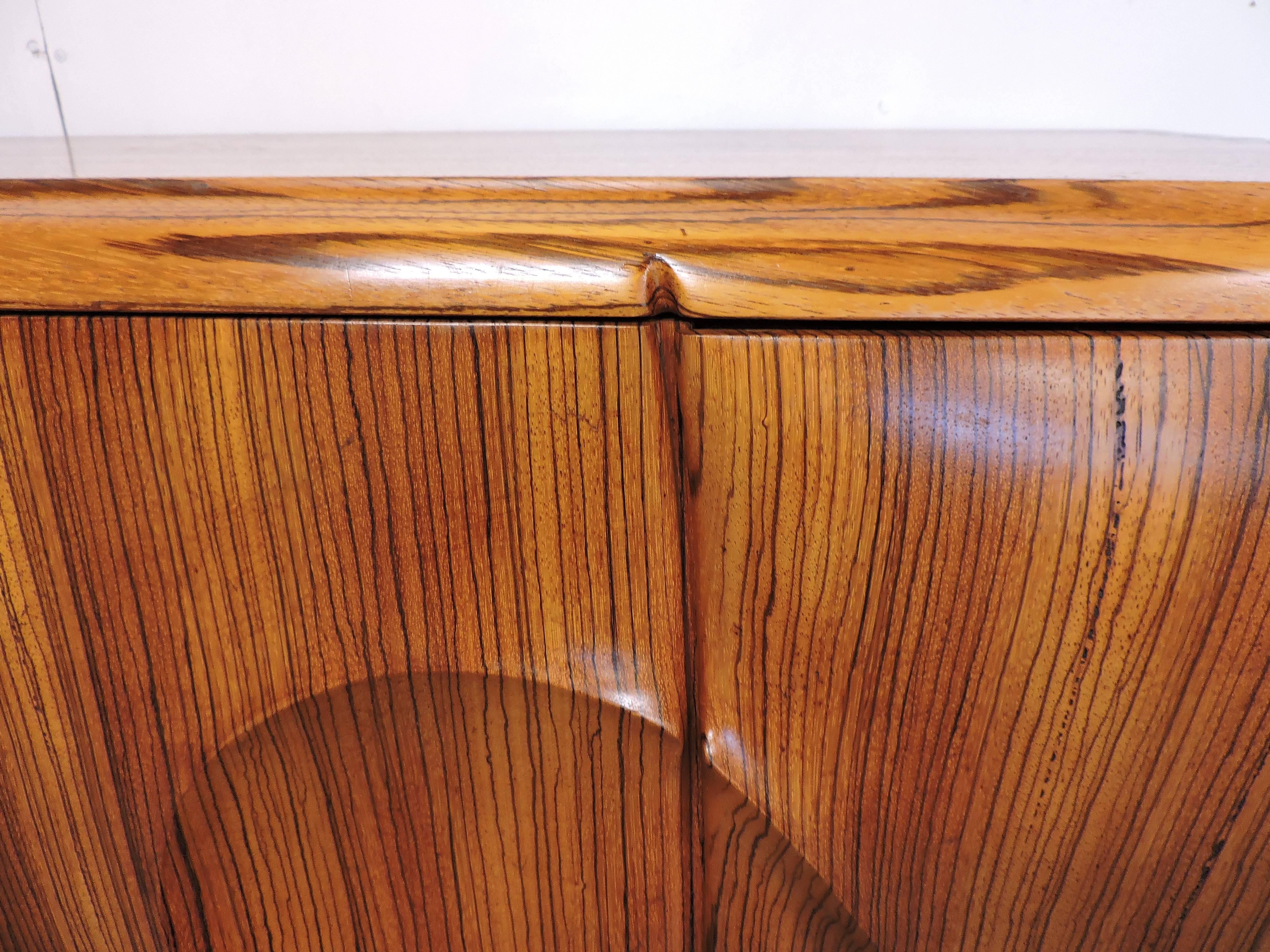 American Studio Phillip Powell Style Mid-Century Modern Zebra Wood Cabinets 4