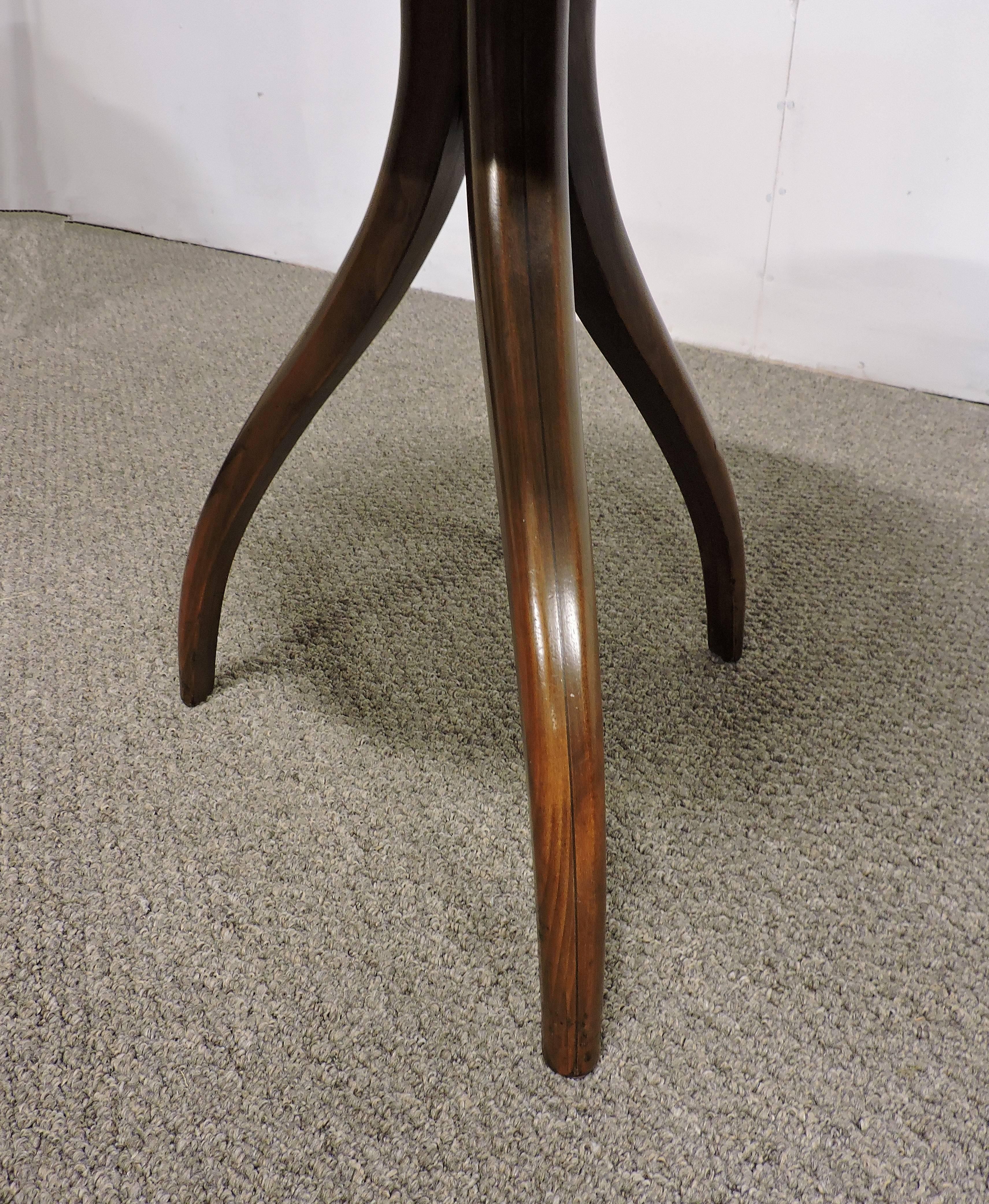 Burl Mid-Century Modern Pair of Gueridon Tripod Walnut Composite End Tables by Drexel
