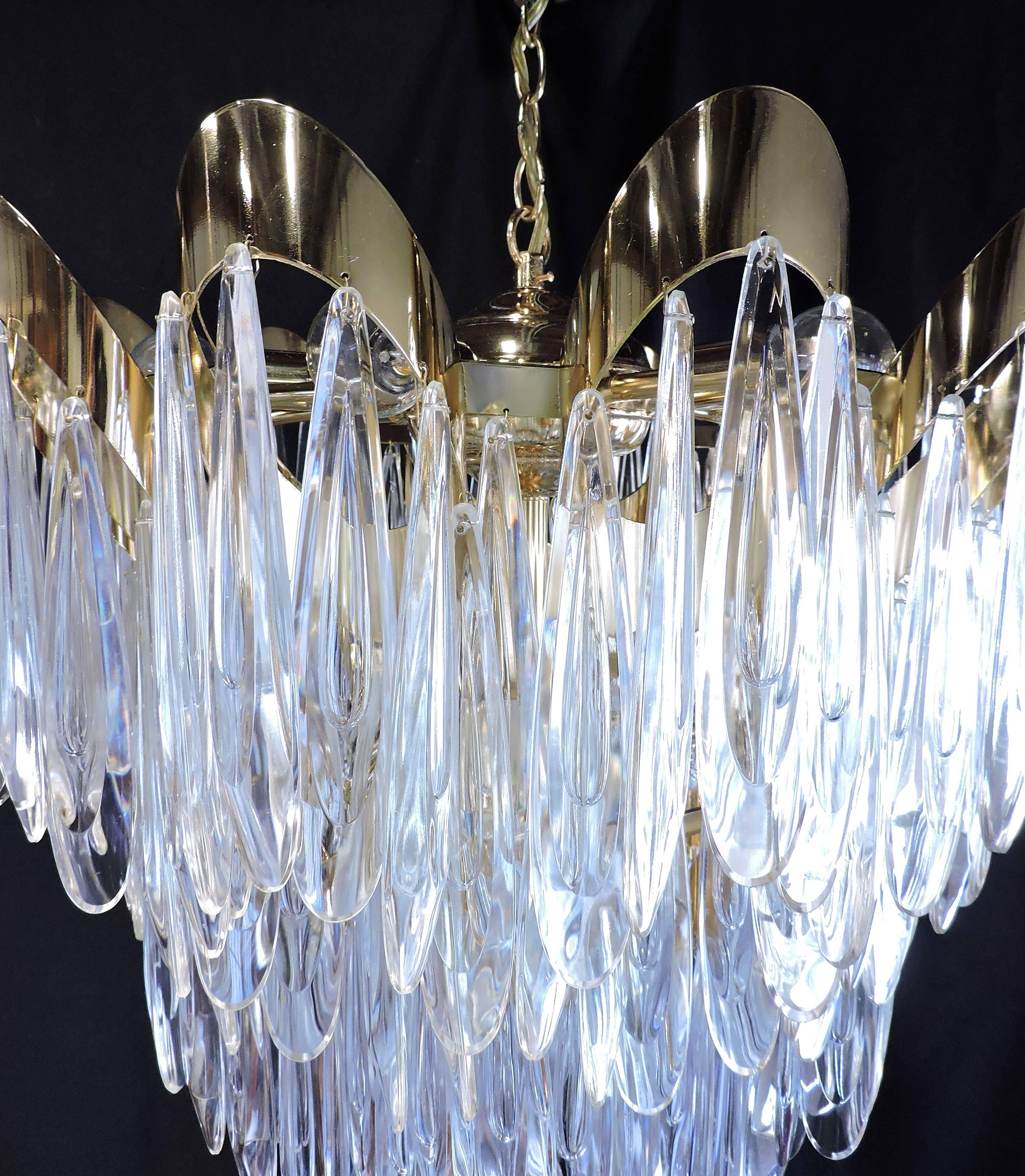 Lobmeyr Mid-Century Modern Tear Drop Crystal Chandelier In Excellent Condition In Chesterfield, NJ